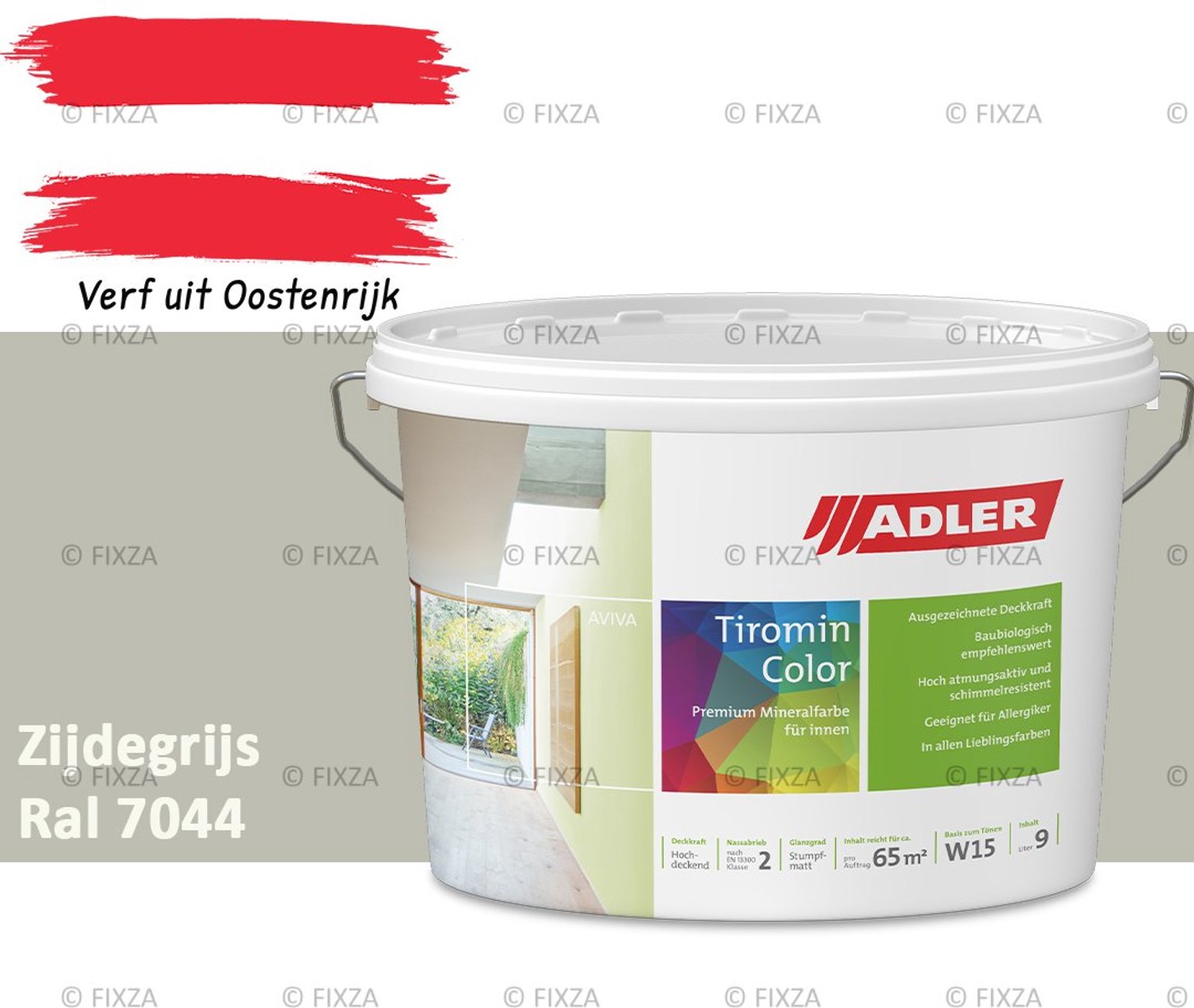ADLER Aviva Tiromin-Color Silicaat Muurverf Binnen – 1 Liter – RAL 7044 Zijdegrijs, Hoogdekkende & Ademend – Ecologische Schimmelwerende Wandverf