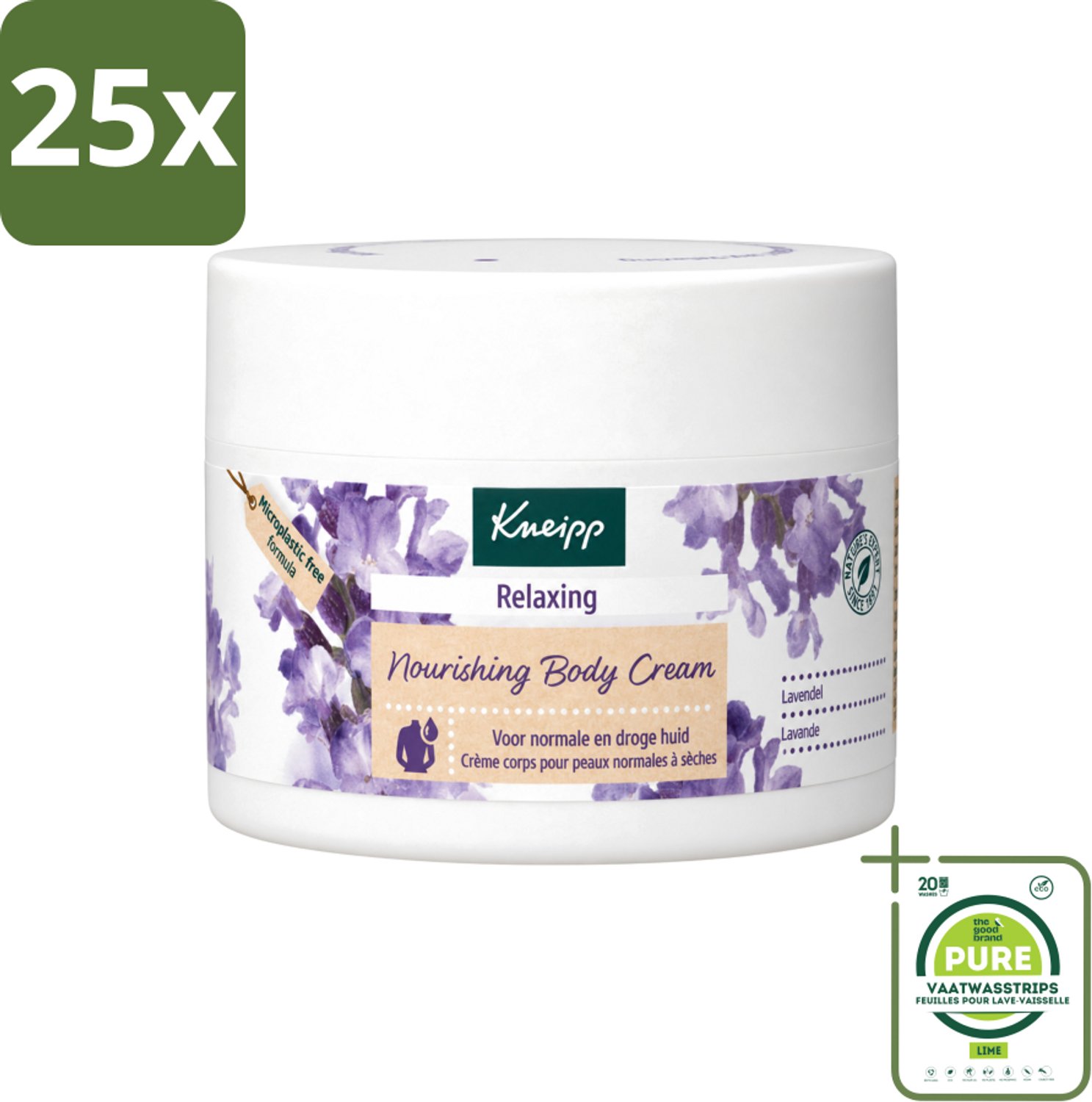 25 x Kneipp - Body crème - Relaxing - Lavendel - Rustgevende geur - 200 ml - Grootverpakking - Vaatwasstrips - Kneipp Bodycrème Relaxing Lavendel - Ontspanning - Rustgevende Crème - Lavendel - Shea Butter