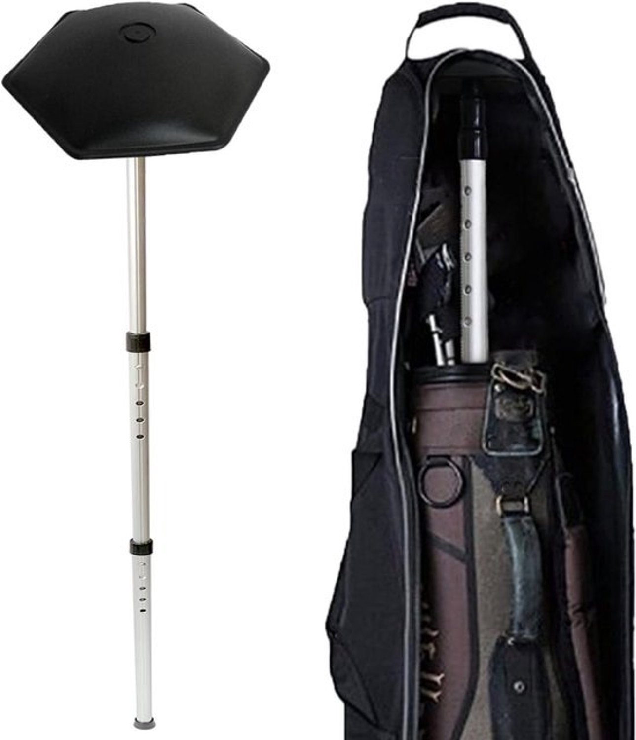 Golfclubsteunpaal - Reissteun voor golf - Bescherming van golfclubs - Verstelbaar en telescopisch - Max 52 inch - Zwart