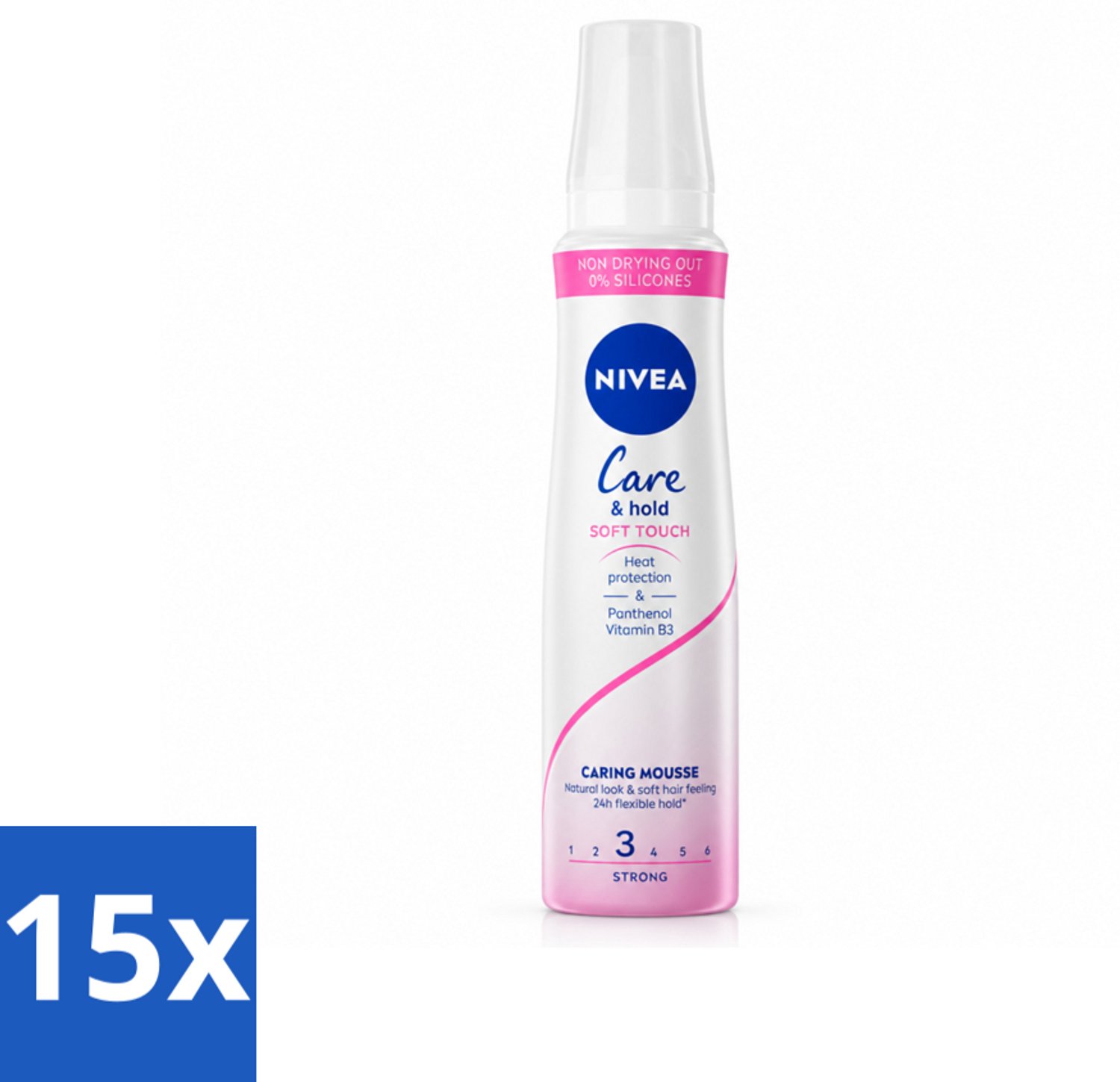 15 x NIVEA - Haarschuim - Verzorging & Stevigheid Zachte Aanzet - 24 Uur Lang Bescherming - 250 ml - Voordeelverpakking - 15 stuks
