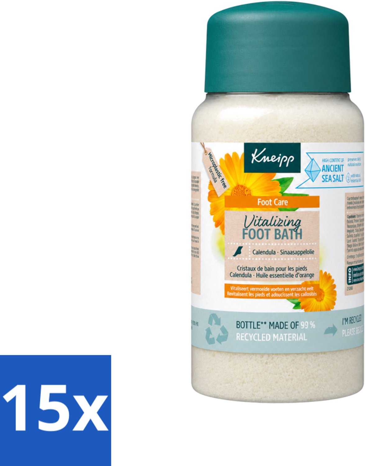 15 x Kneipp - Voetbadzout - Vitalizing - Citrusgeur - 600 g - Voordeelverpakking - 15 stuks