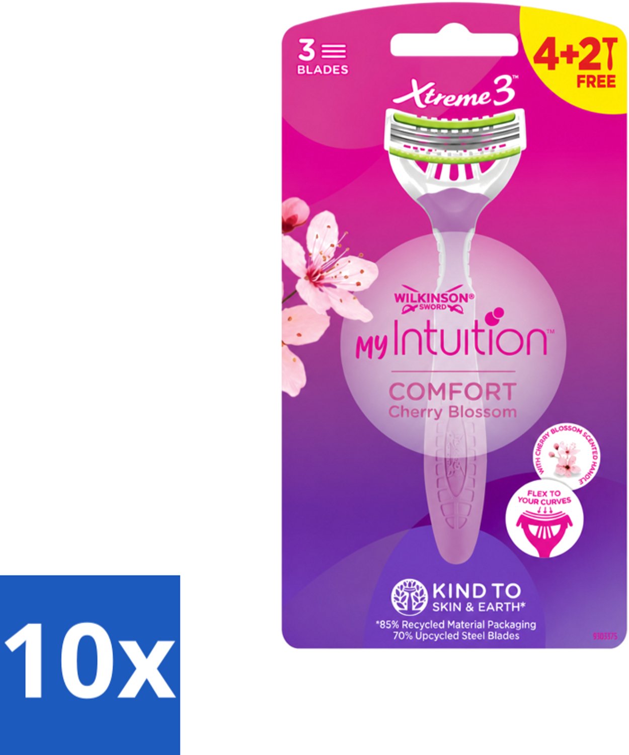 10 x Wilkinson - Wegwerpscheermesjes - Xtreme 3 My Intuition - Comfortabel - 6 mesjes - Voordeelverpakking - 10 stuks