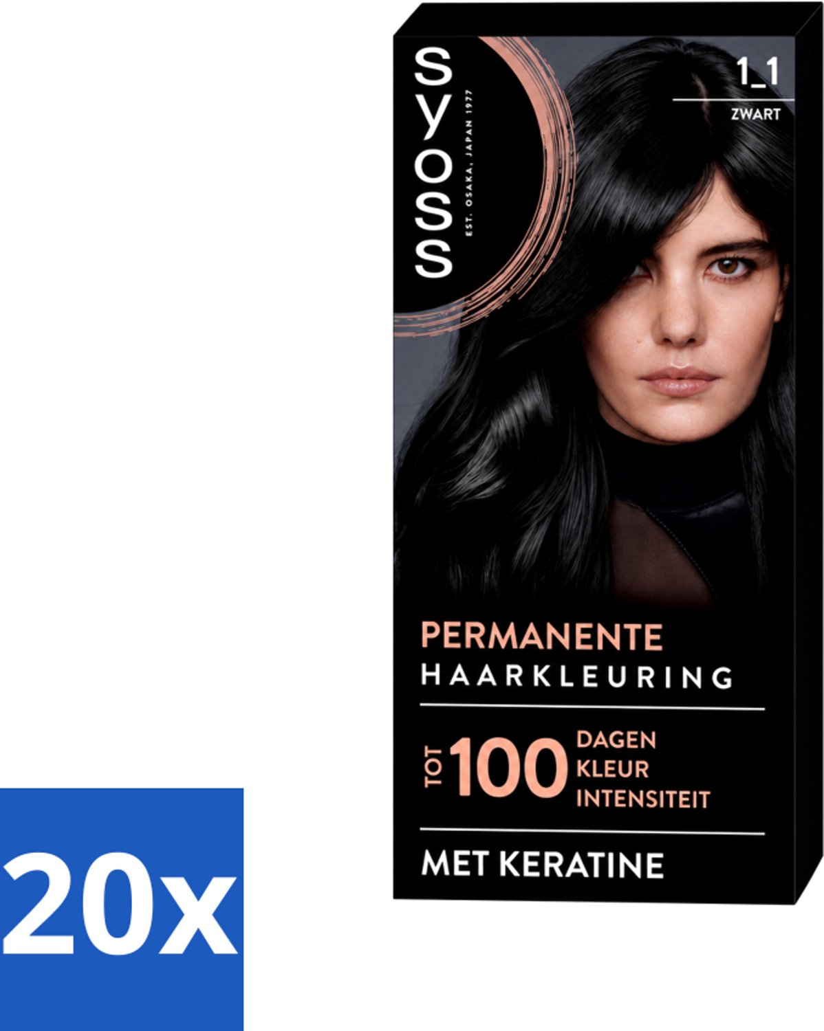 20 x SYOSS - Coloration 1-1 Zwart - Haarverf - Grijsdekking - Vermindert Haarbreuk - Voordeelverpakking - 20 stuks