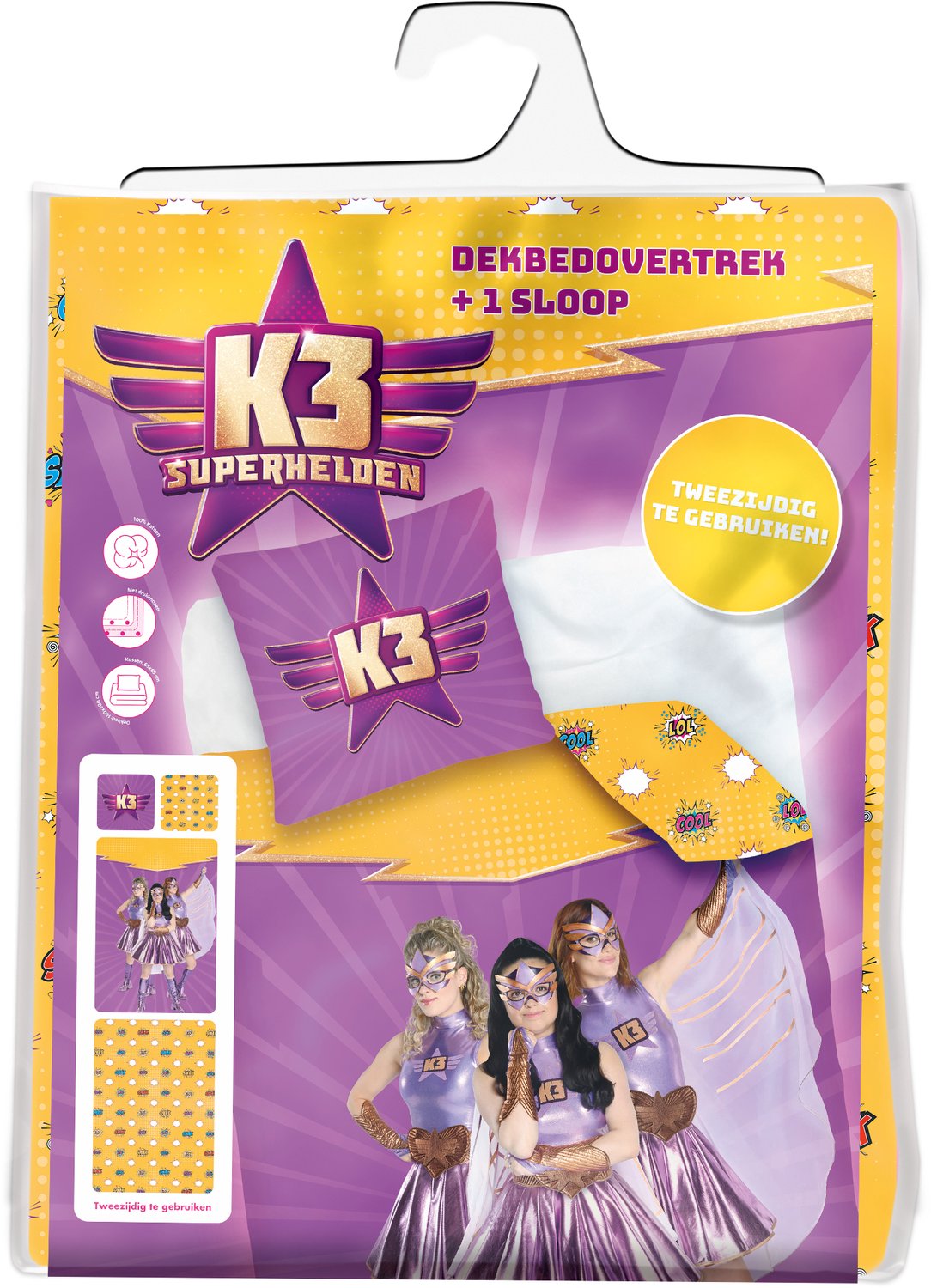 K3 - Dekbedovertrek - Superhelden - 100% katoen - 140x200cm - Met kussensloop — cadeau in Wonen & Interieur - foto 2