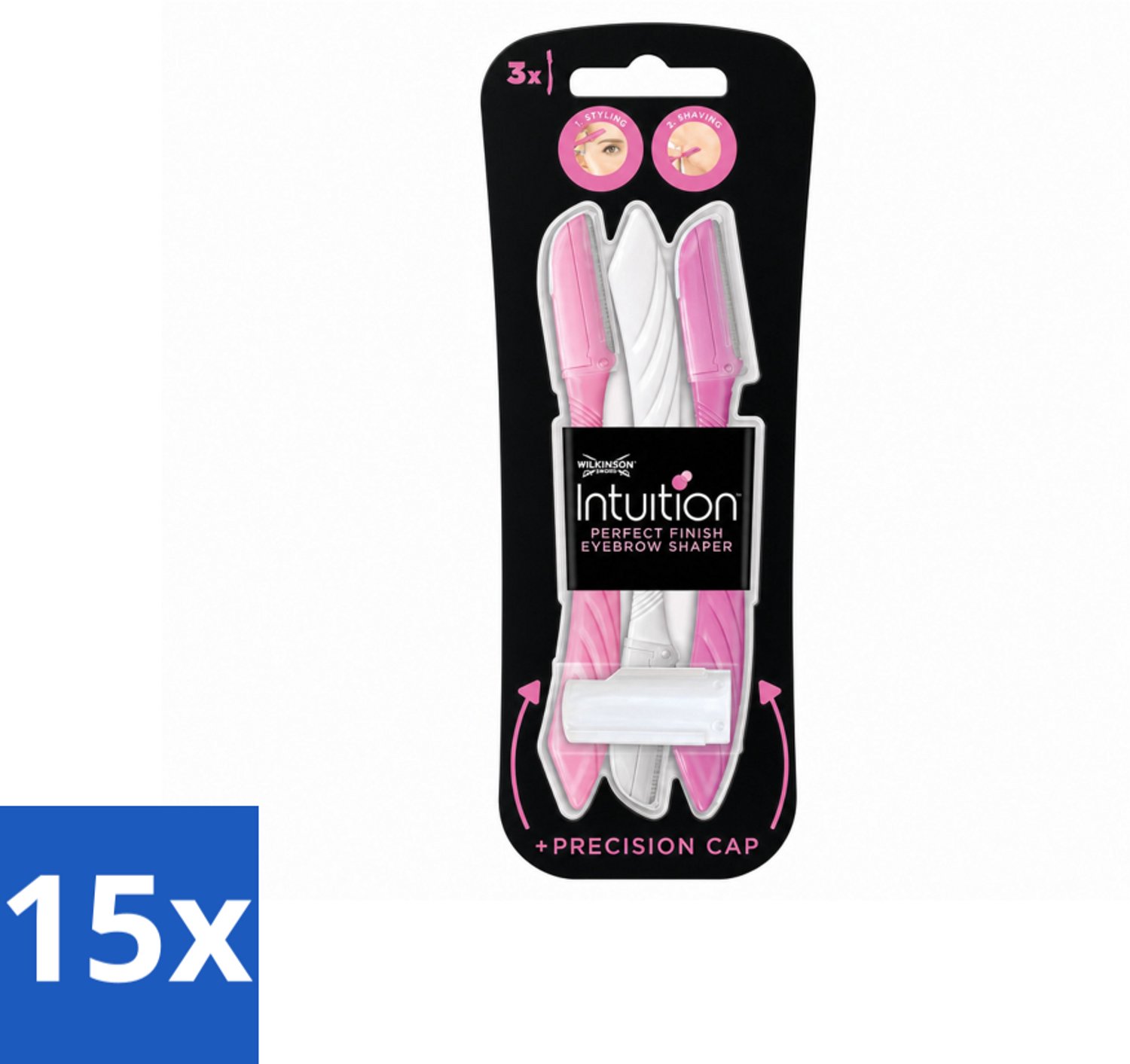 15 x Wilkinson Intuition - Navulmesjes - Wenkbrauw Shaper - Precisie - 3 mesjes - Voordeelverpakking - 15 stuks