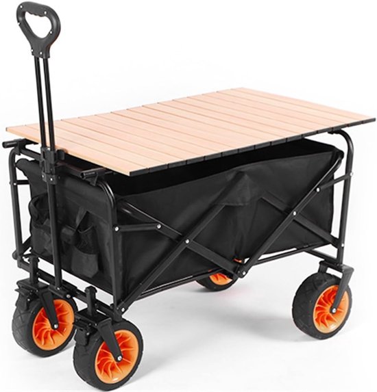 Opvouwbare tuinwagen op wielen, stalen frame, 20 cm wielen, draagbare festivalwagen, 78 x 50 x 20 cm (beige) - ideaal voor buitenevenementen en tuinieren — afbeelding 5