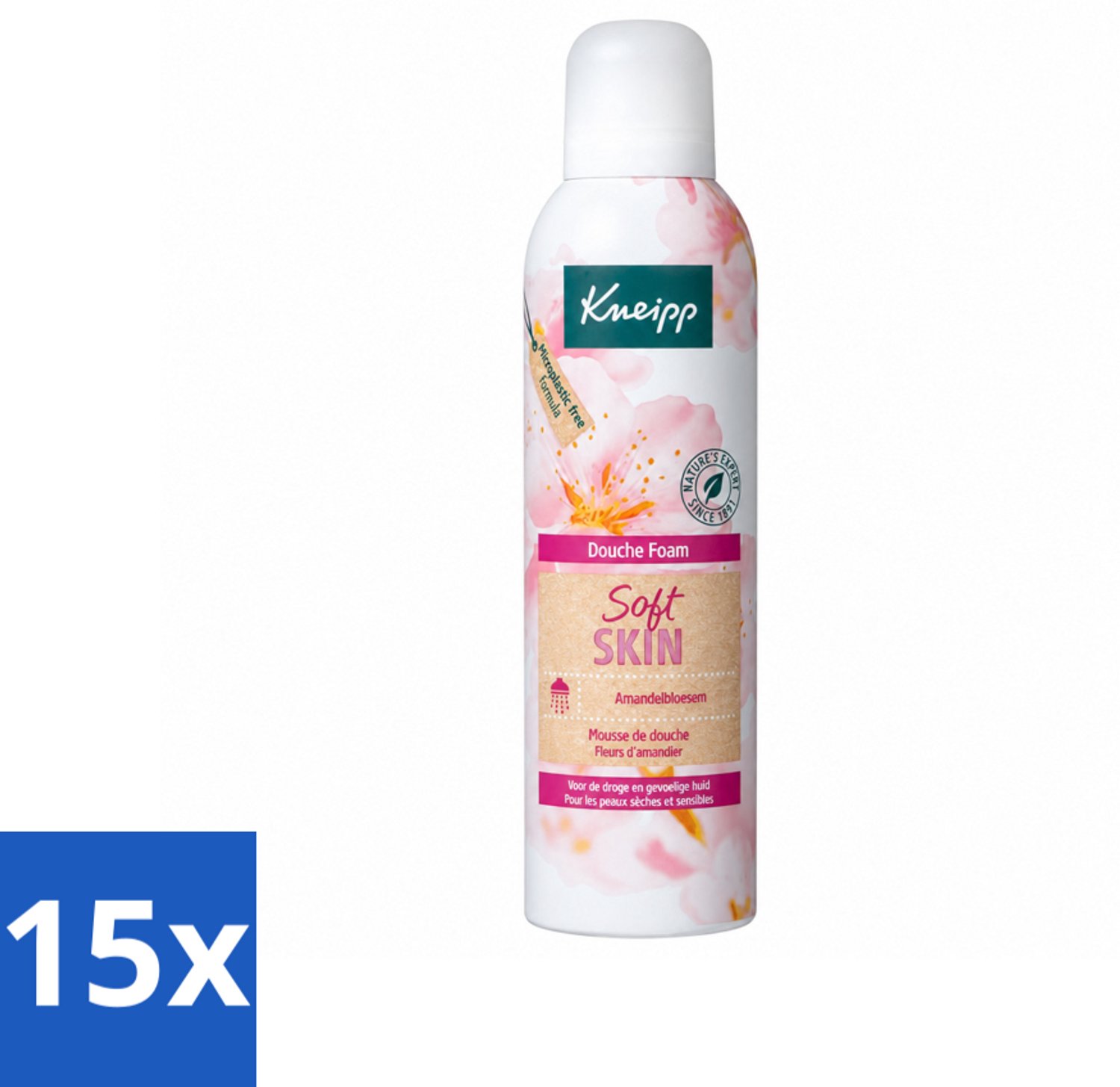 15 x Kneipp - Douche foam - Soft Skin - Voor droge en gevoelige huid - 200 ml - Voordeelverpakking - 15 stuks