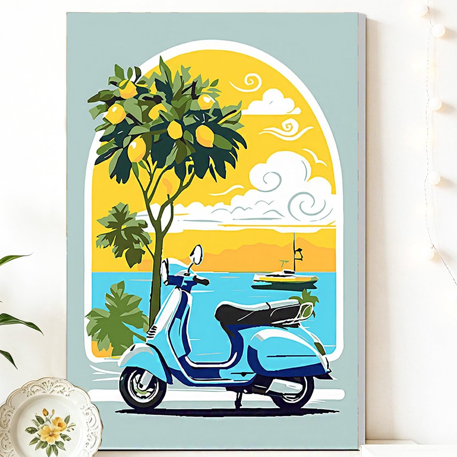 Motorfiets Schilderen op Nummer Kit met Houten Lijst 20 x 30 cm