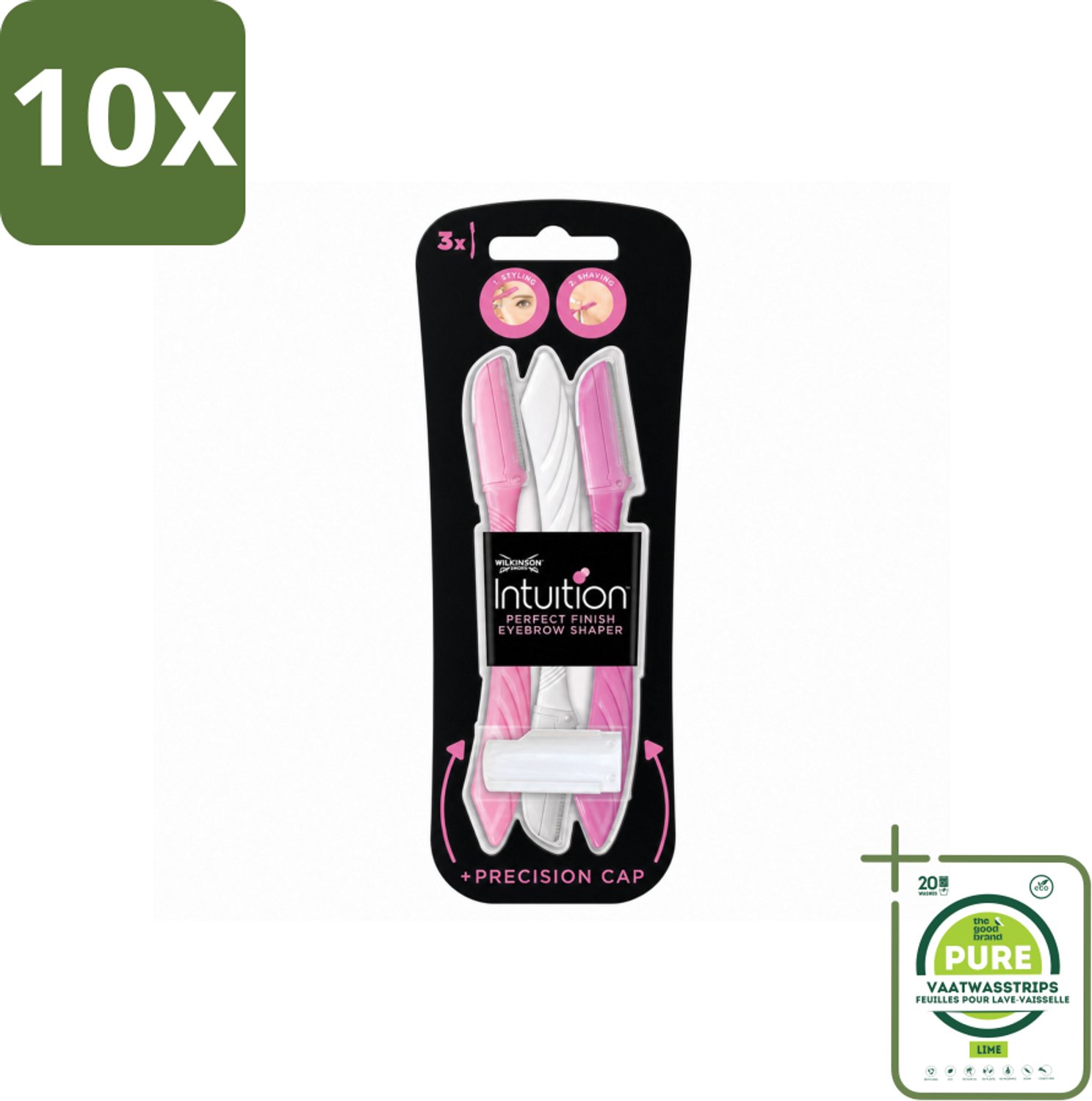10 x Wilkinson Intuition - Navulmesjes - Wenkbrauw Shaper - Precisie - 3 mesjes - Grootverpakking - Vaatwasstrips - Wenkbrauw Shaper - Haartjes Verwijderen - Exfoliatie - Huid Verzorgen - Precisie