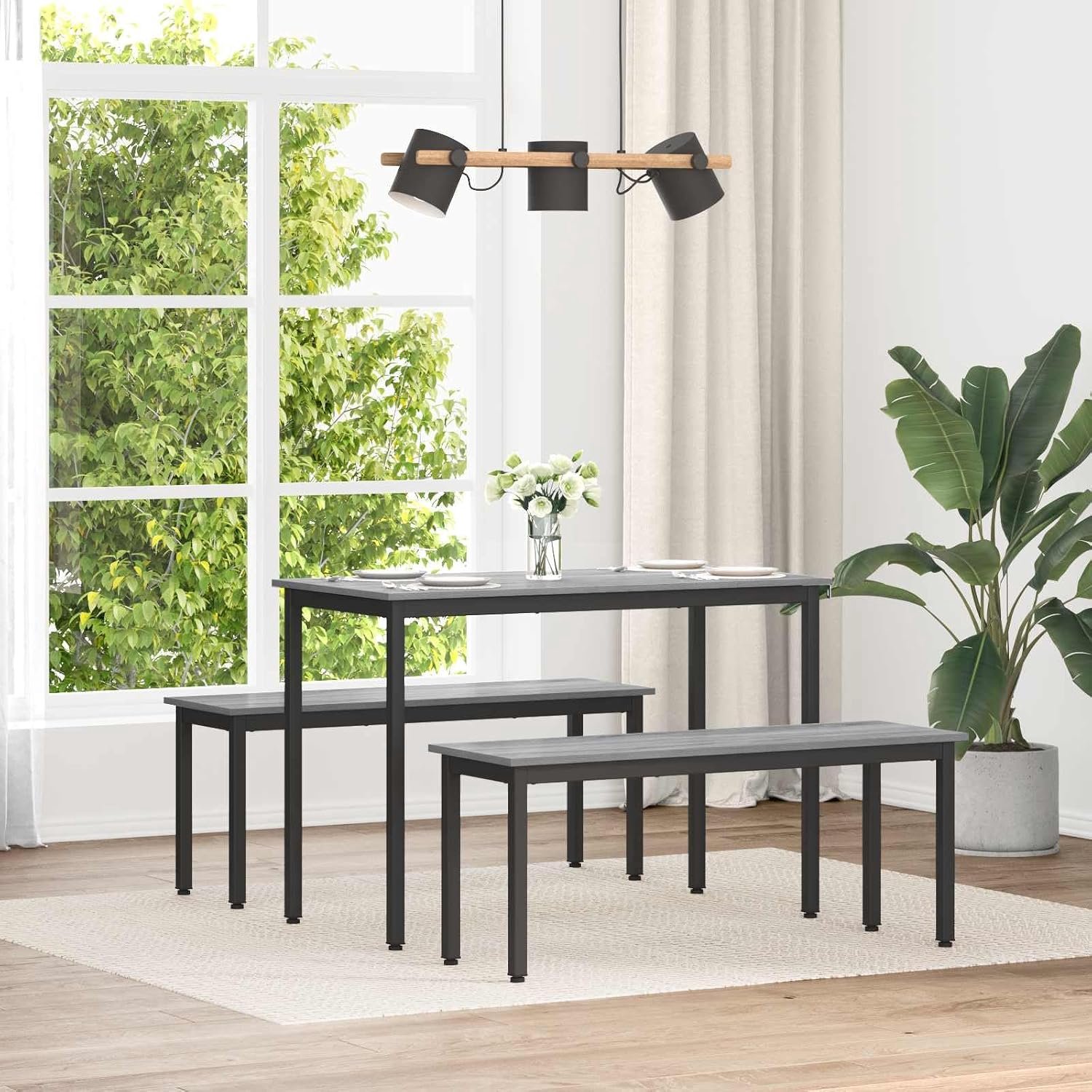 Bank Sonoma 110 x 35 x 45 cm van hout voor zitmeubels met stabiele metalen poten en rechthoekig design voor woonkamer en eetkamer