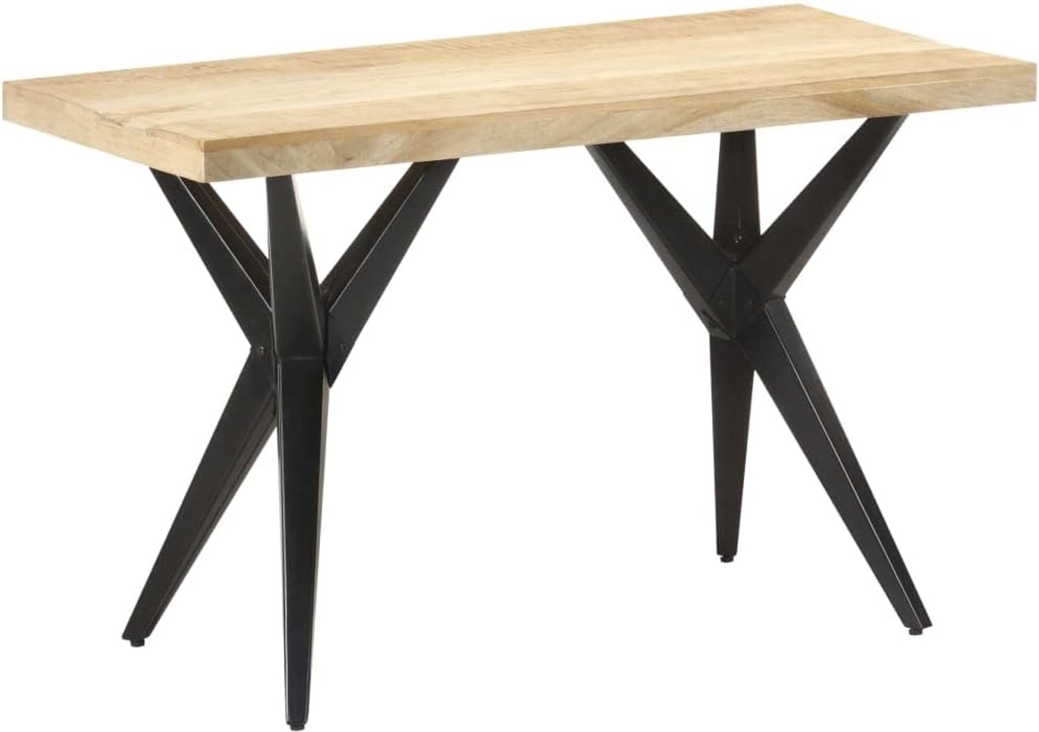 Eettafel 120 x 60 x 76 cm massief hout mango met stalen kruisframe - robuuste keukentafel van tropisch hardhout voor dagelijks gebruik