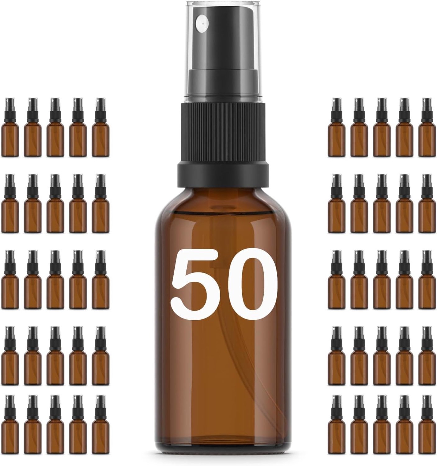 Spray Pulverizador de Cristal Ambar - 50 Botellas, Atomizador Recargable - 30ml
