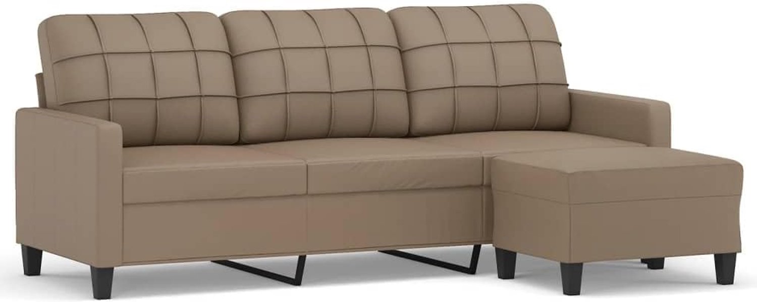 3-zitsbank met kruk, bruin cappuccino, 180 cm, kunstleer, voor woonkamer, slaapkamer, logeerkamer