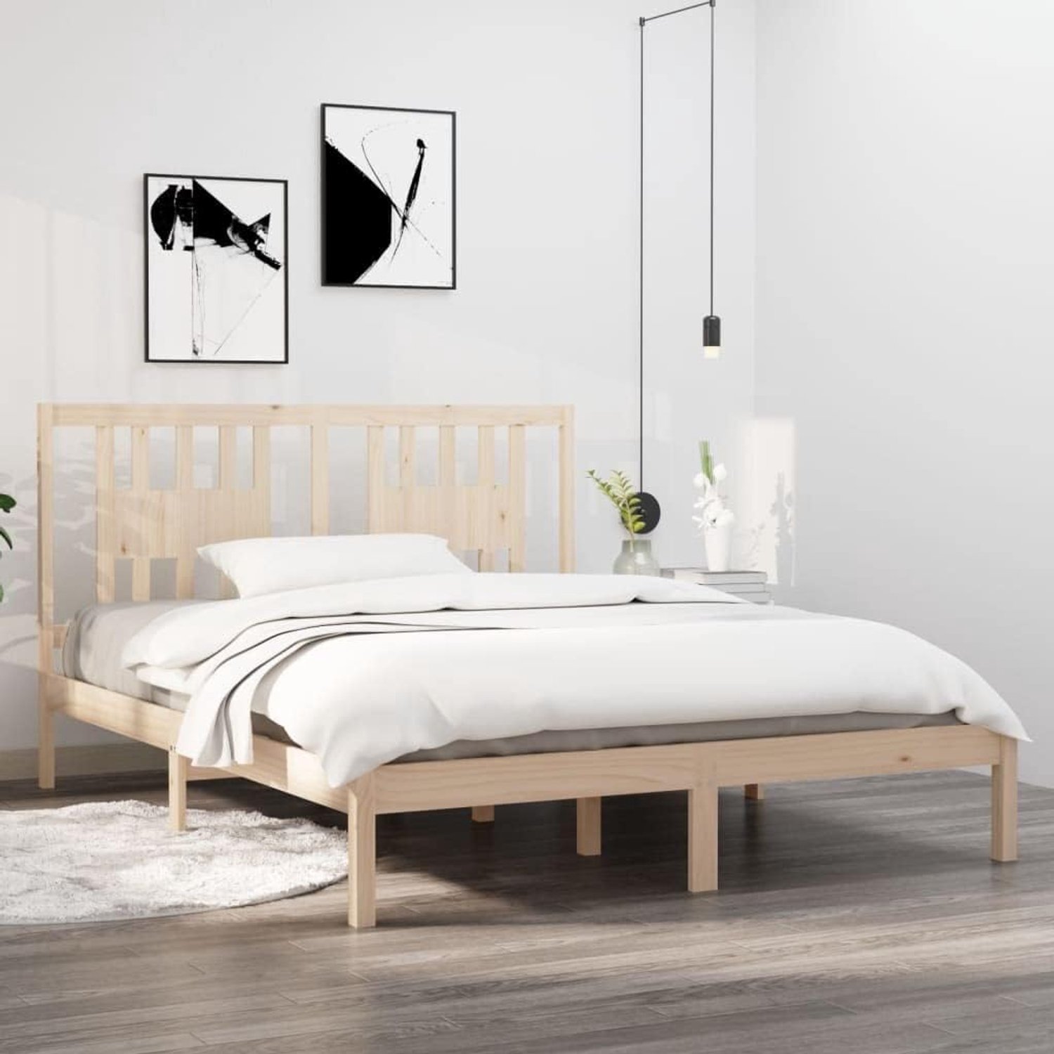 Bed tweepersoonsbed massief houten bed grenen 160x200 cm geschikt voor familiekamers