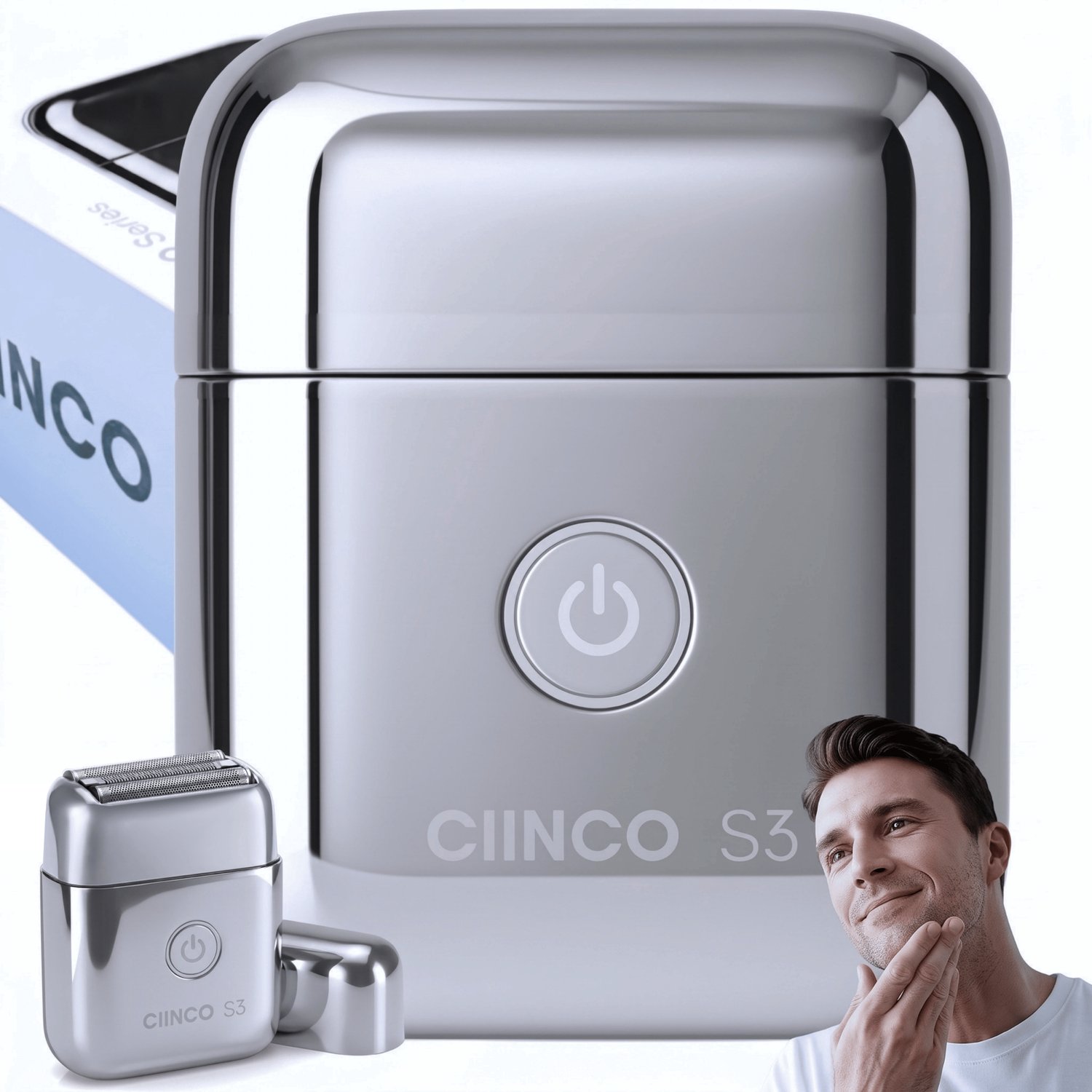 CIINCO® Elektrisch Scheerapparaat Mannen – 3 Scheerbladen – USB-C Oplaadbaar – Nat & Droog – RVS Behuizing – Reisvergrendeling