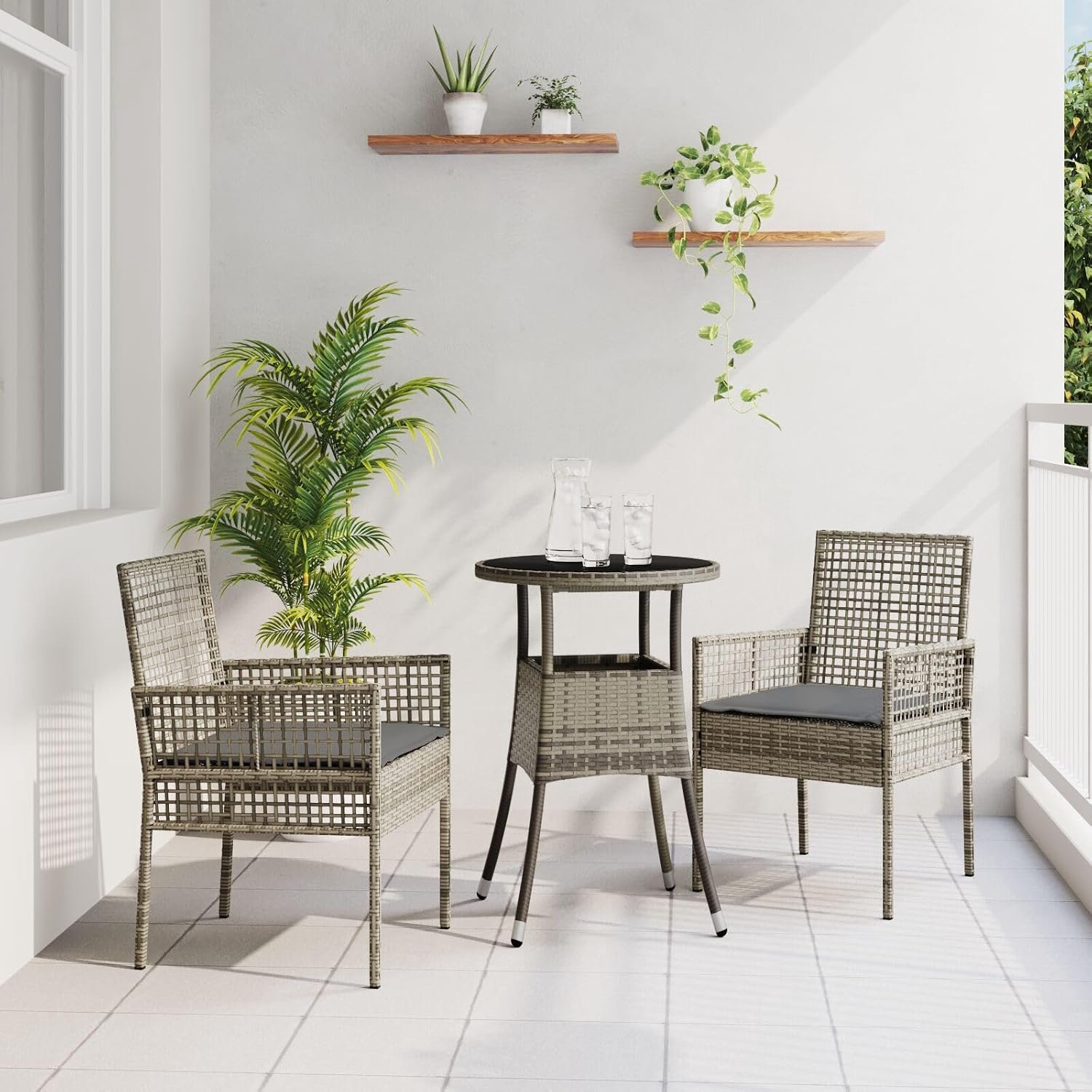Tuin Dineren Set Grijs Poly Rotan