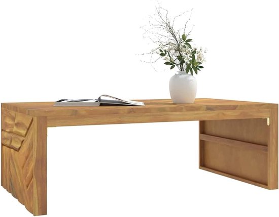 Woonkamertafel, balkontafel, tuintafel, klein, salontafel, 110 x 60 x 38 cm, massief hout, teak, voor slaapkamer, woonkamer, tuin, keuken — afbeelding 4