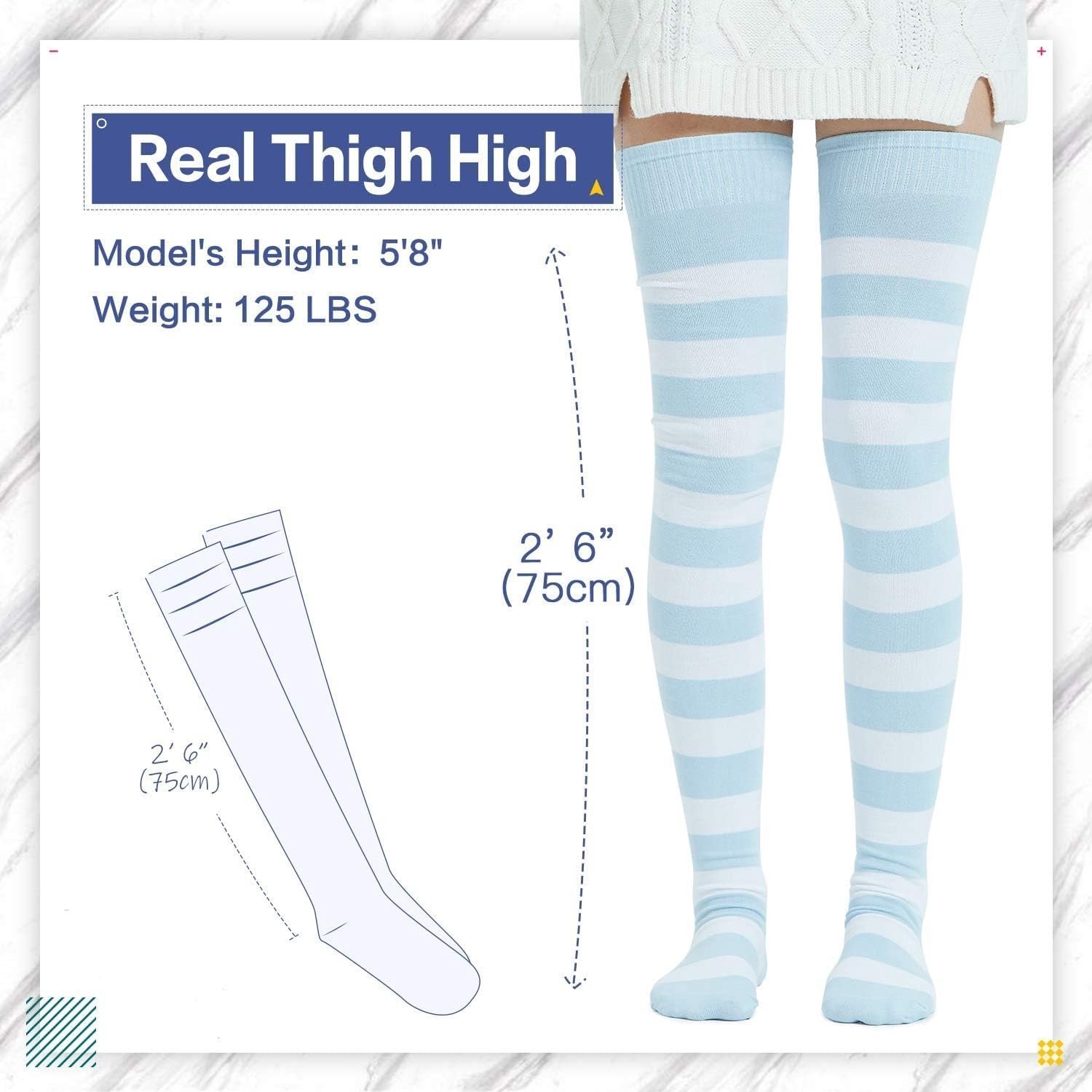 Extra Lange Overknee Kousen voor Dames - Gestreepte Katoenen Beenwarmers en Lange Laars Kousen