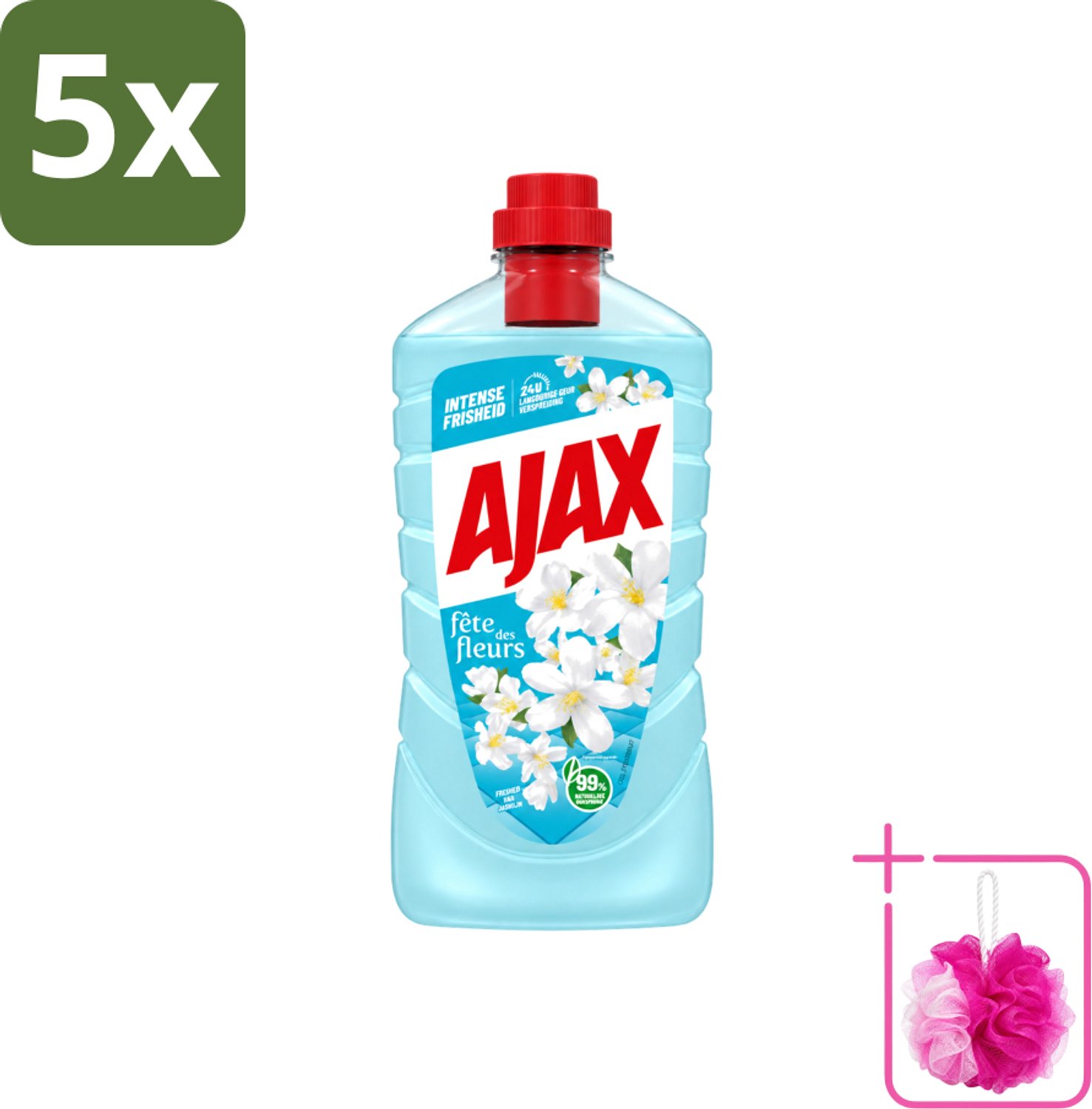 5 x Ajax – Allesreiniger – Jasmijn - 1000 ml - Bulkverpakking - Allesreiniger - Douchemop - Jasmijngeur