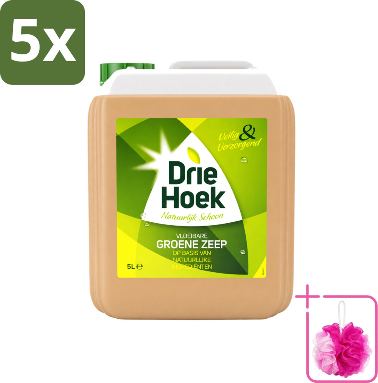 5 x Driehoek – Vloeibare Zeep – Groene Zeep – 5 liter - Bulkverpakking - Schoonmaken - Douchemop - Natuurlijke zeep