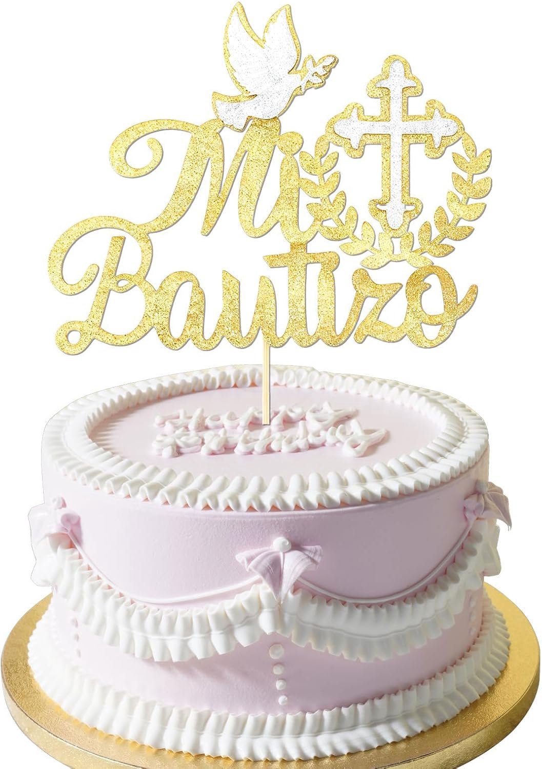 Mijn Doop Taart Eerste Heilige Communie Taart Glitters Zegen Doop Taart Decoratie Gouden Verjaardagsfeest Accessoires Kruis Duif Taart Decoratie Voo