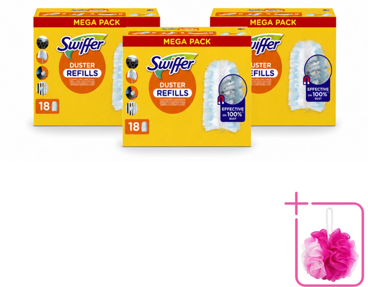 3 x Swiffer - Duster – Voor Stofwisser – 18 navullingen - Bulkverpakking - Stofduster navullingen - Douchemop - Stof opvangen