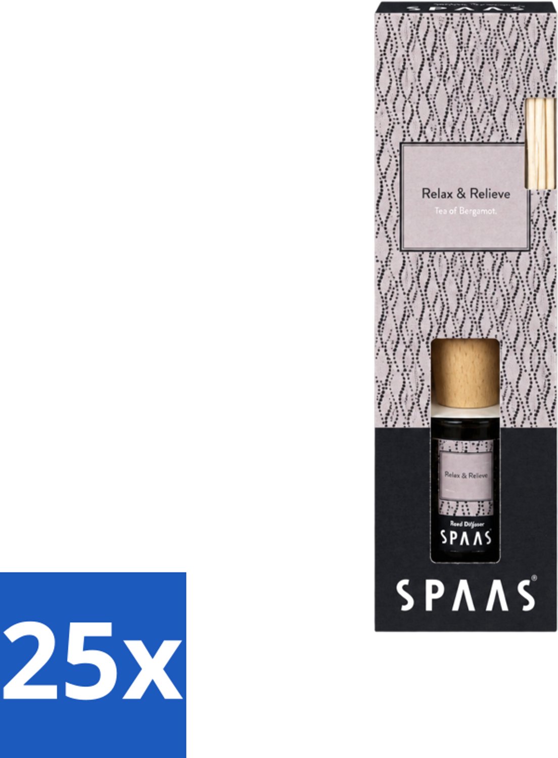 25 x Spaas - Geurstokjes - Relax & Relieve - Bergamotthee - 80 ml - Voordeelverpakking - 25 stuks