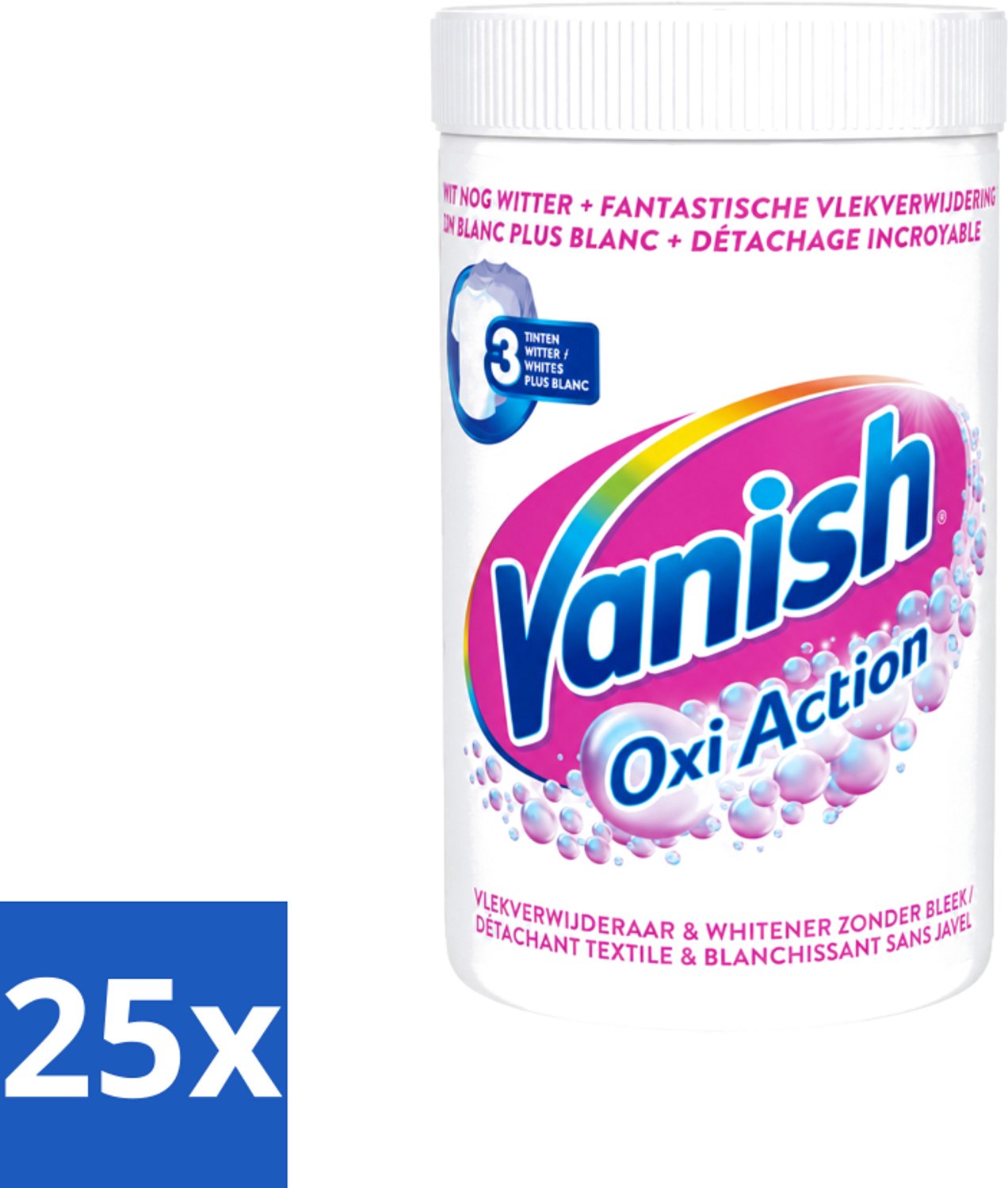 25 x Vanish Oxi Action - Vlekkenverwijderaar Poeder - Zonder Bleek - Witte Was - 1.5 Kg - Voordeelverpakking - 25 stuks