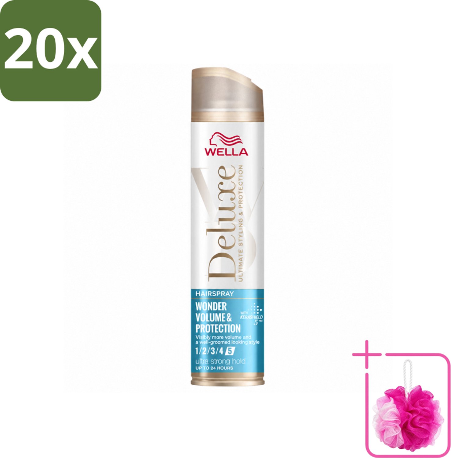 20 x Wella – Deluxe Volume & Protection – Haarspray – 250 ml - Bulkverpakking - Haarspray - Douchemop - Volume