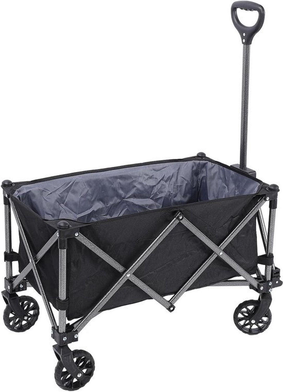 Opvouwbare wagen - Boodschappen- en kampeerwagen - Voor buitenactiviteiten - Hoge gewichtscapaciteit - 67D x 25B x 18H cm - Zwart