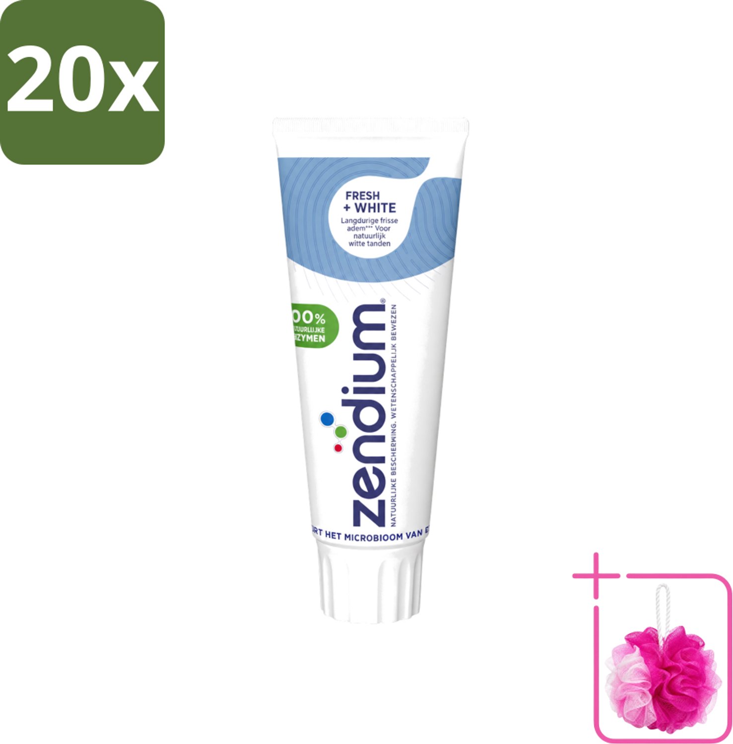 20 x Zendium - Tandpasta - Fresh+ White - 75 ml - Bulkverpakking - Tandpasta - Douchemop - Frisse adem