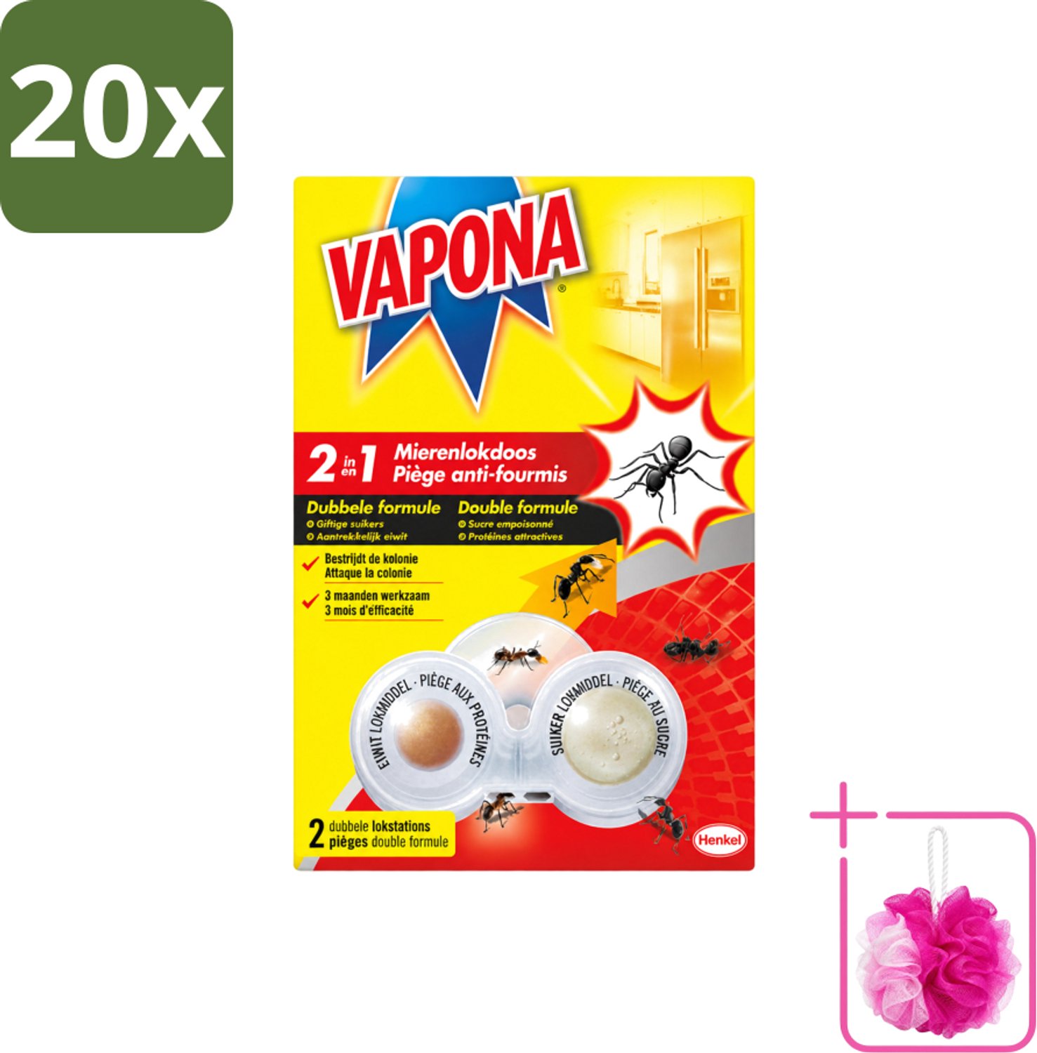 20 x Vapona – Mierenlokdoos – Dubbele Insectenval - Bulkverpakking - Mierenbestrijding - Douchemop - Mierenlokdoos