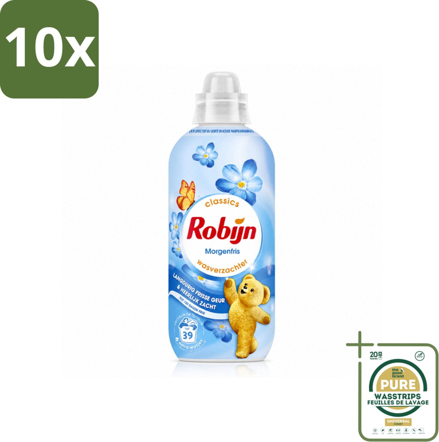 10 x Robijn – Wasverzachter – Morgenfris – 780 ml - Wasstrips - Wasverzachter - Wasverzachter Morgenfris - Wasverzachter 780 Ml - Wasverzachter Voor Katoen - Wasverzachter Voor Synthetisch