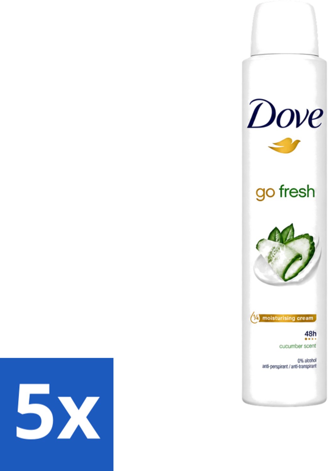 5 x Dove Go Fresh - Deospray - Groene Thee & Komkommer - 200 ml - Voordeelverpakking - 5 stuks