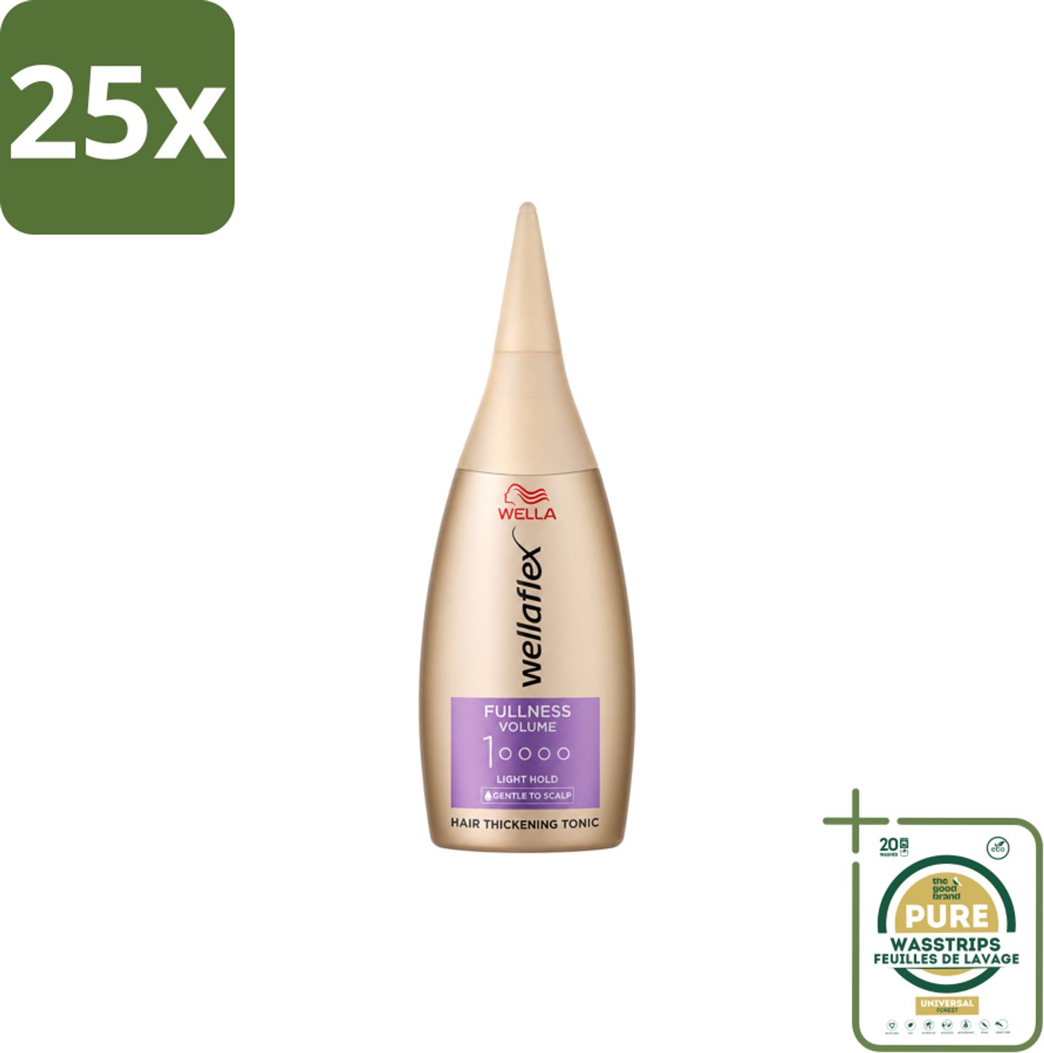 25 x Wella – Flex Fullness Volume – Haar Tonic – 100 ml - Wasstrips - Haarverdikker - Volume Tonic - Lichtgewicht Haarverdikker - UV Bescherming Haar - Vegan Haarverdikker