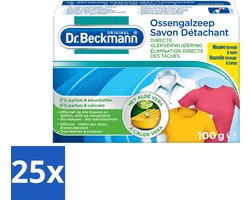 25 x Dr.Beckmann - Vlekkenverwijderaar - Ossengalzeep Met Aloë Vera - Witte en Gekleurde Was - 100g - Voordeelverpakking - 25 stuks