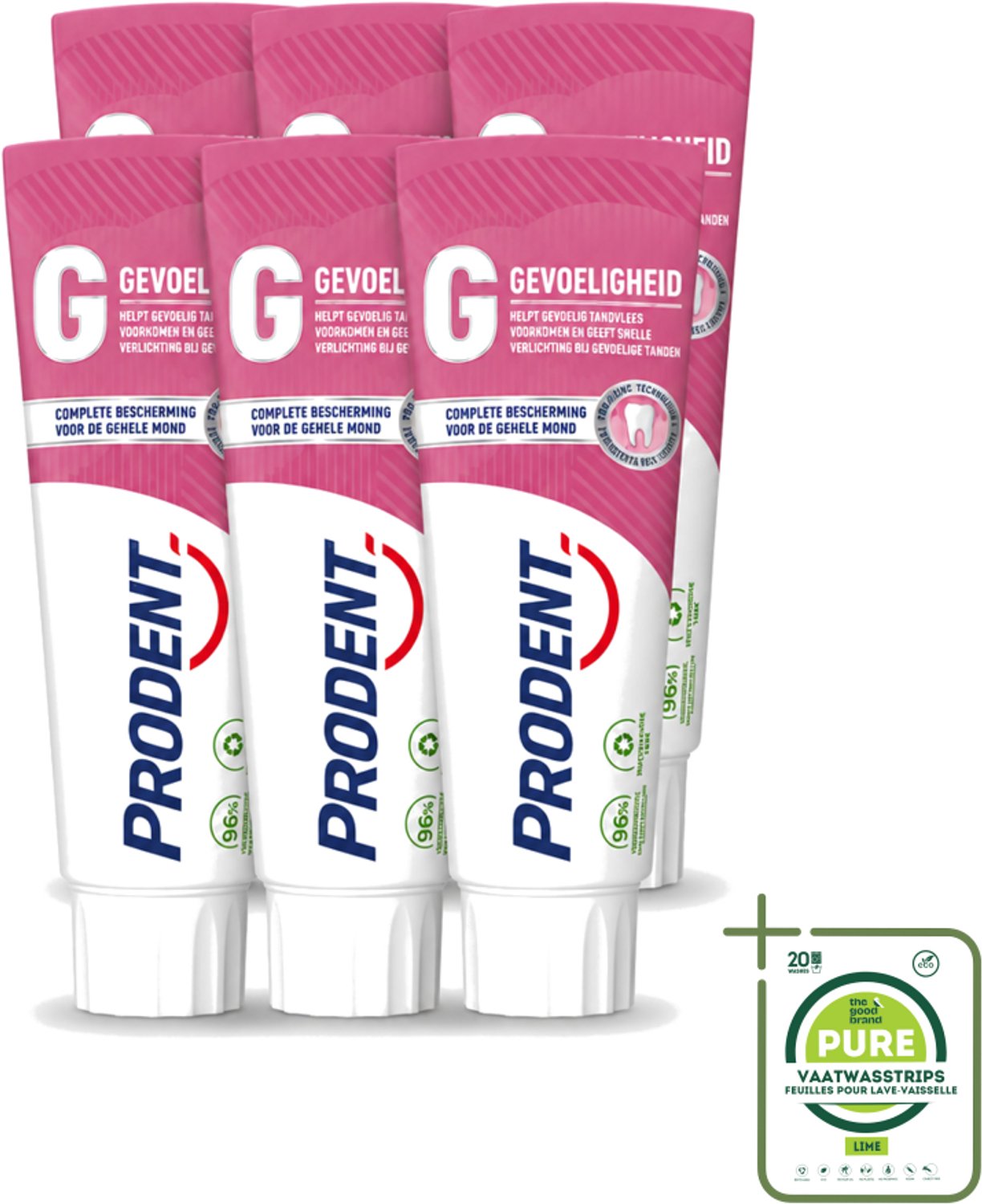 6 x Prodent – Tandpasta – Gevoeligheid – Pro-Zinc Technologie – 75 ml - Grootverpakking - Vaatwasstrips - Gevoelige Tanden - Gevoelig Tandvlees - Pro-Zinc - Antibacteriële Werking - Mondverzorging
