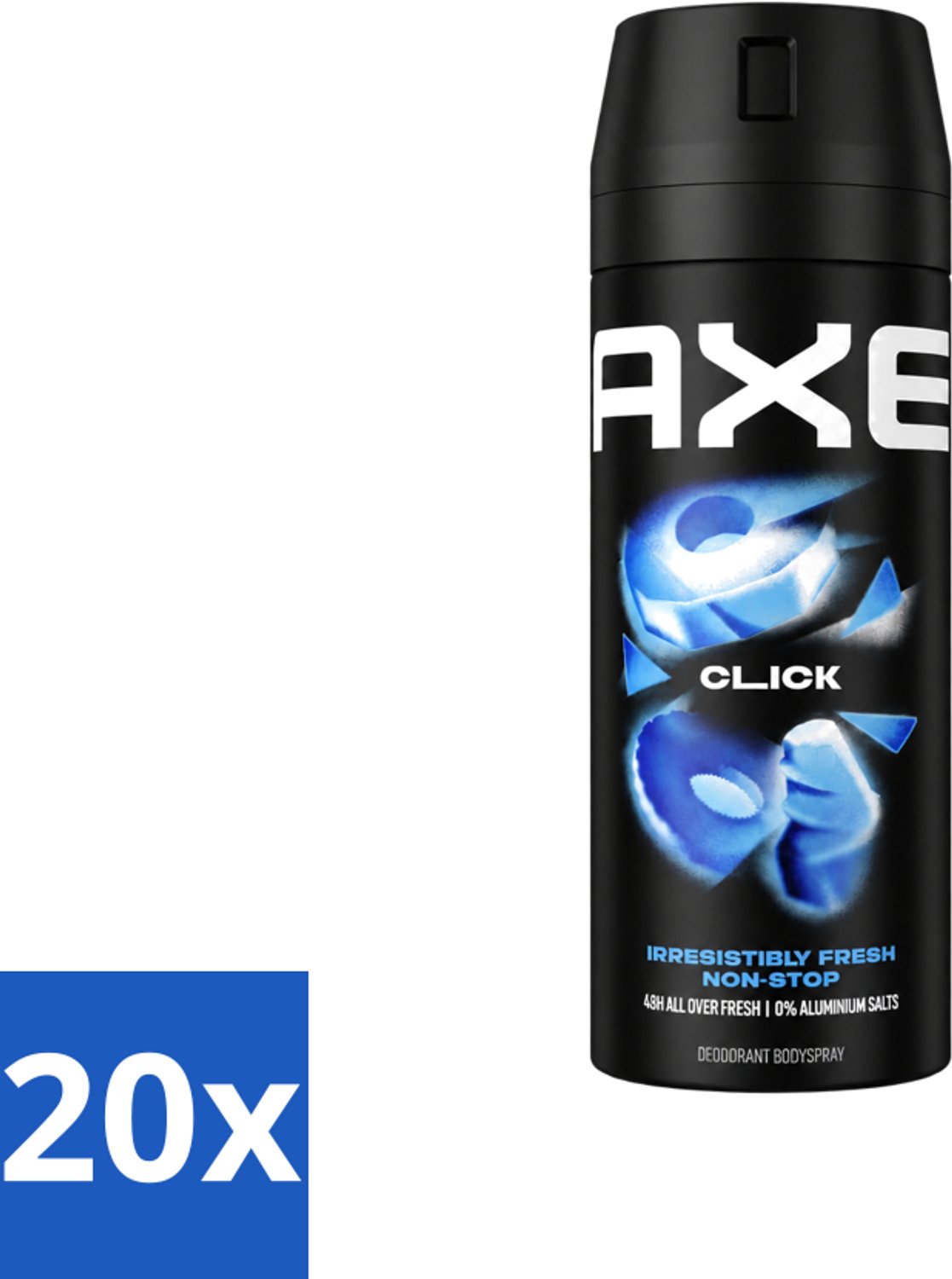 20 x Axe - Deodorant Bodyspray - 48hrs Fresh - Click - Green Apple & Sandalwood - 150 ml - Voordeelverpakking - 20 stuks
