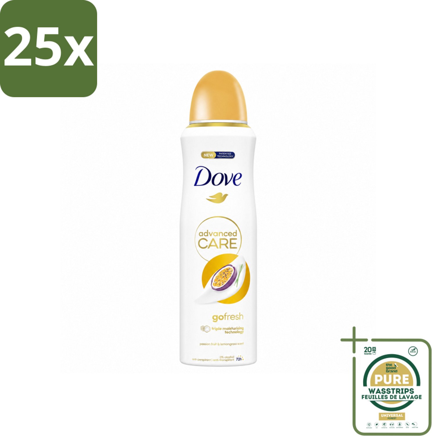 25 x Dove – Deodorant Spray – Go Fresh Passievrucht – 200 ml - Wasstrips - Anti-transpirant Spray - Passievrucht Geur - Huidhydratatie - Zweetbehandeling - Frisse Geur