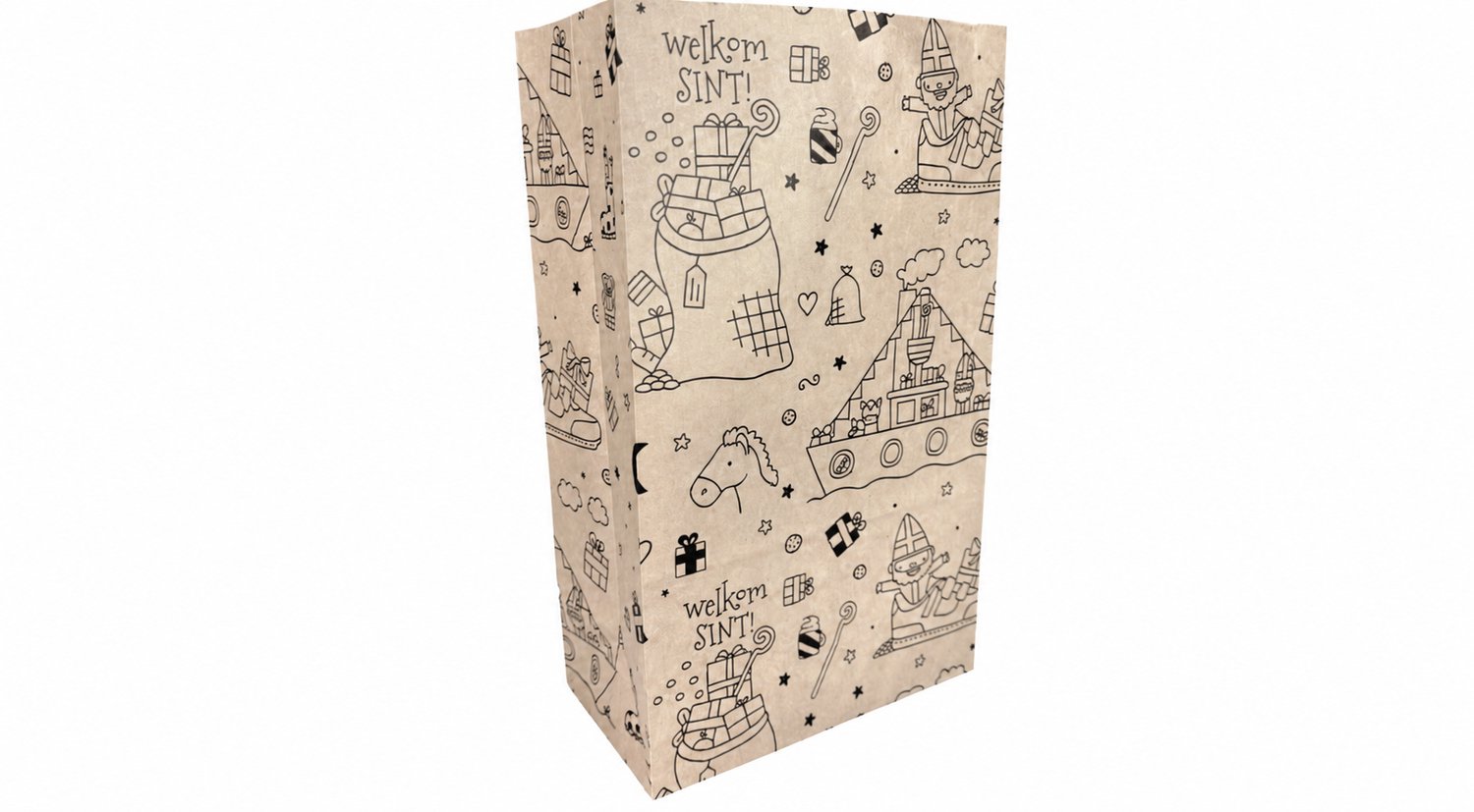 Papieren blokzakjes- Sinterklaas zakjes - set van 10 papierzakjes -Papieren zak van sinterklaas, Set van 10 Broodzakjes van sinterklaas, Pepernootzakje, Broodzakje, Papierenzak