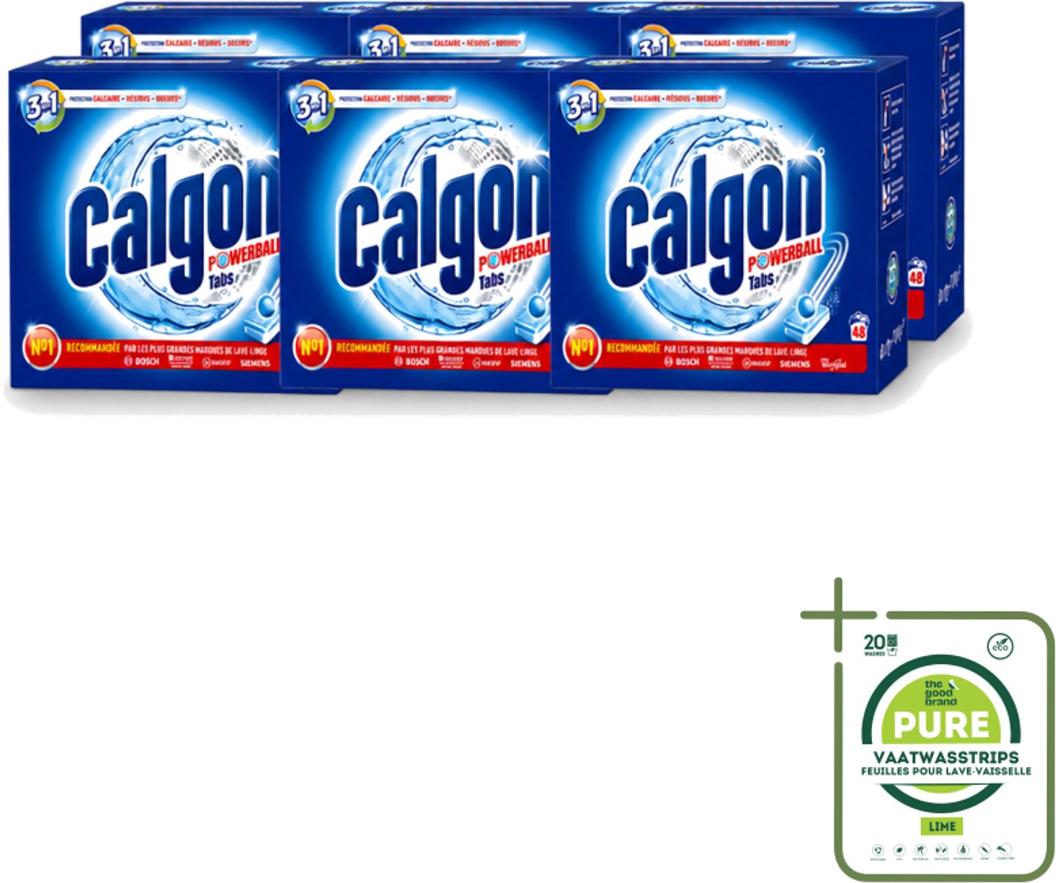 6 x Calgon - 3in1 Tabletten - 48 tabletten - Grootverpakking - Vaatwasstrips - Wasmachine Bescherming - Kalkaanslag Voorkomen - Vuilresten Verwijderen - Nare Geuren Bestrijden - Wasmachine Levensduur Verlengen