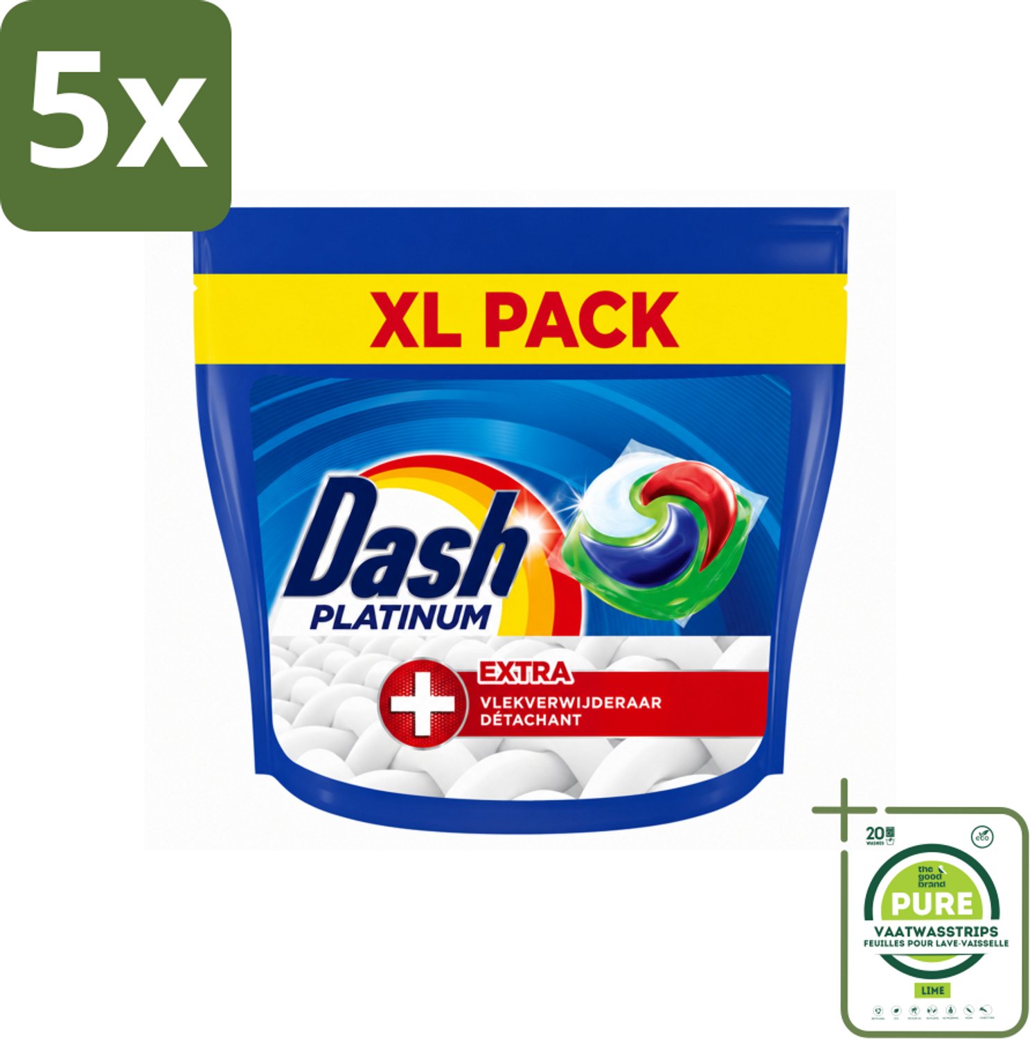 5 x Dash – Wasmiddelcapsules – 4in1 Pods + Extra Vlekkenverwijderaar – 35 capsules - Grootverpakking - Vaatwasstrips - Wasmiddel - Vlekverwijdering - Wasmachine - Wasmiddel Pod - Krachtige Reiniging