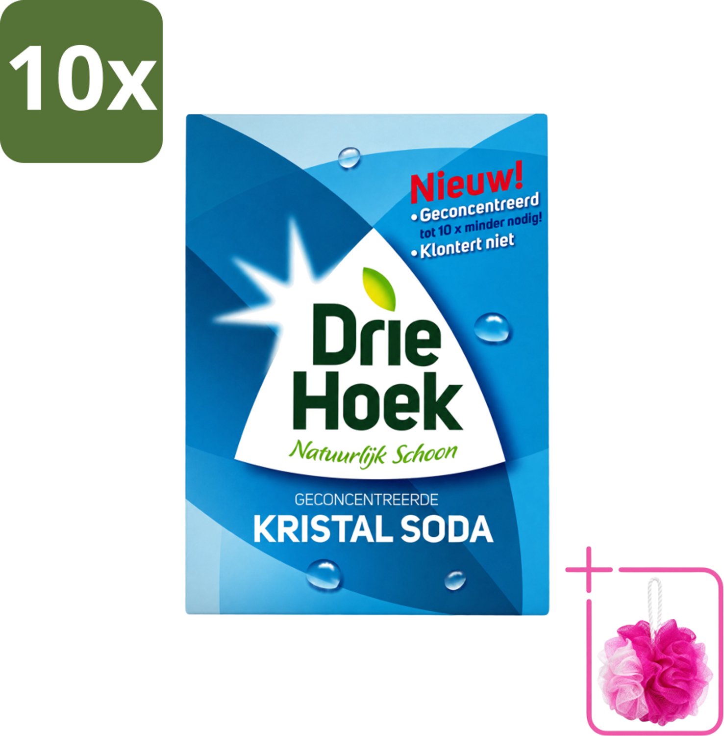 10 x Driehoek – Kristal Soda – 600 gr - Bulkverpakking - Schoonmaakmiddel - Douchemop - Kristal soda