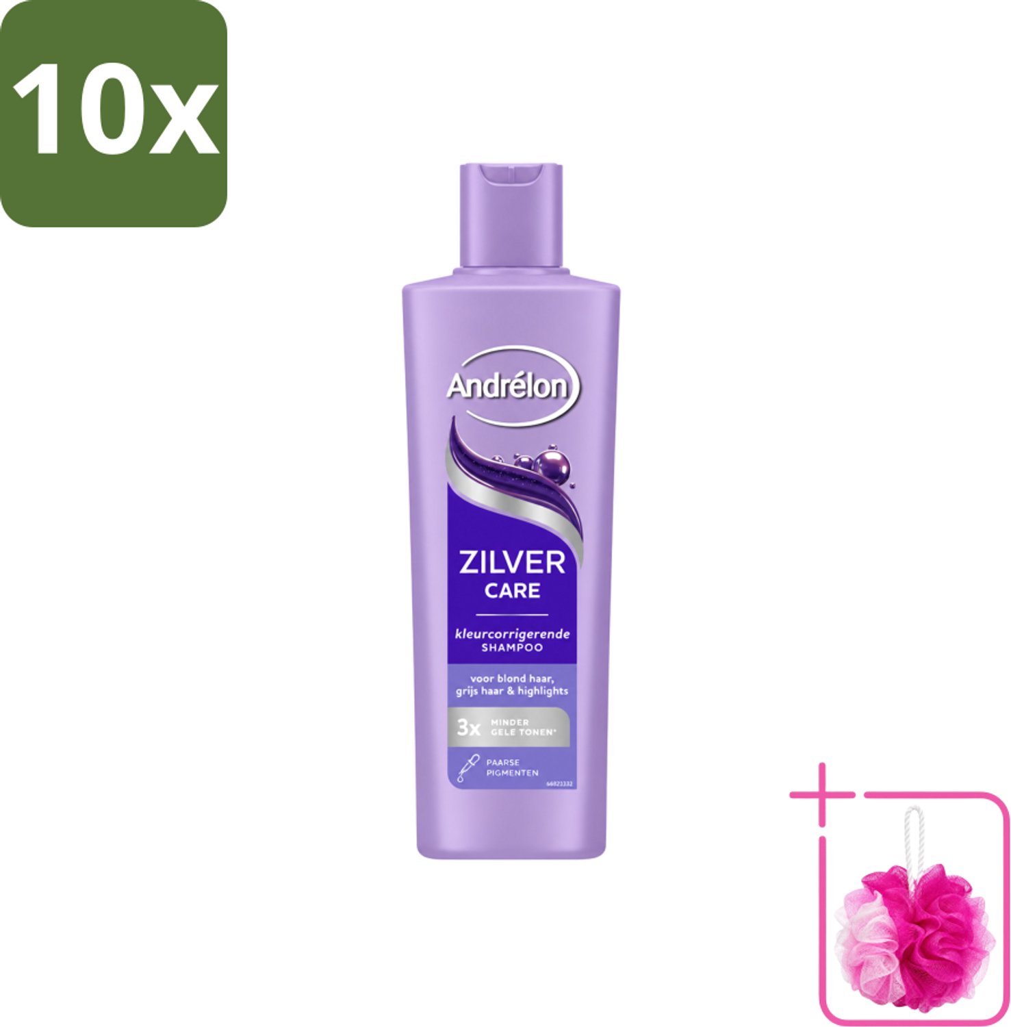 10 x Andrélon – Shampoo – Zilver Care – 250 ml - Bulkverpakking - Zilver Care Shampoo - Douchemop - Koele haarkleur