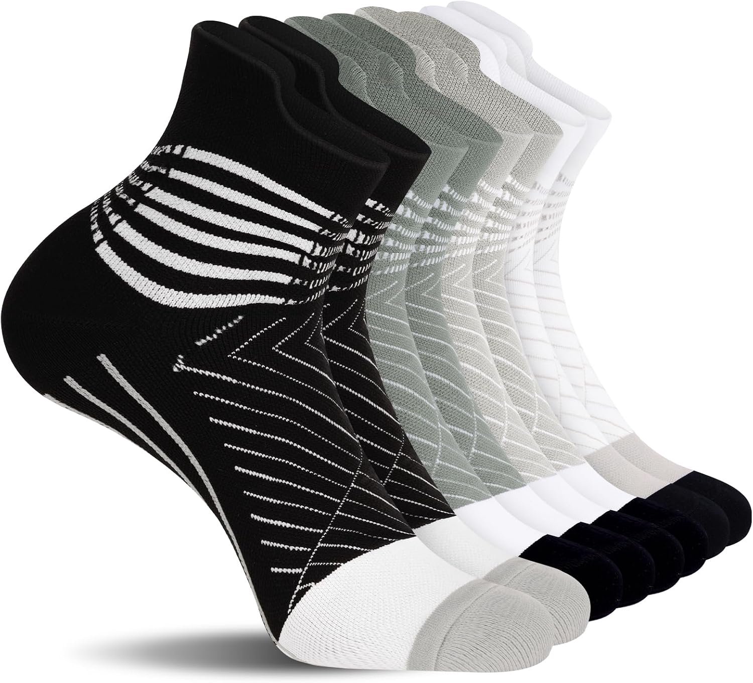 Sokken voor dames en heren, 4 paar fasciitis plantaris, loopsokken, enkelsteun, hardloopsokken, sportcompressie, anti-blaren, met kussen, 38,5-42
