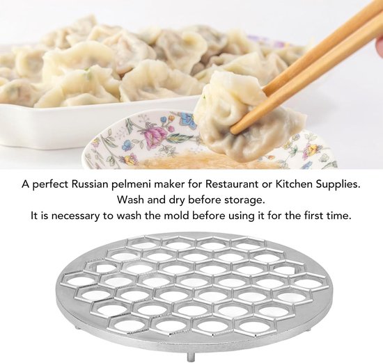 Ravioli-maker, 37 gaten, knoedelvorm, aluminium, Pelmeni-metaalmaker, Siberisch vlees, Pelmeni-persvorm, voor thuis (zilver) — afbeelding 5