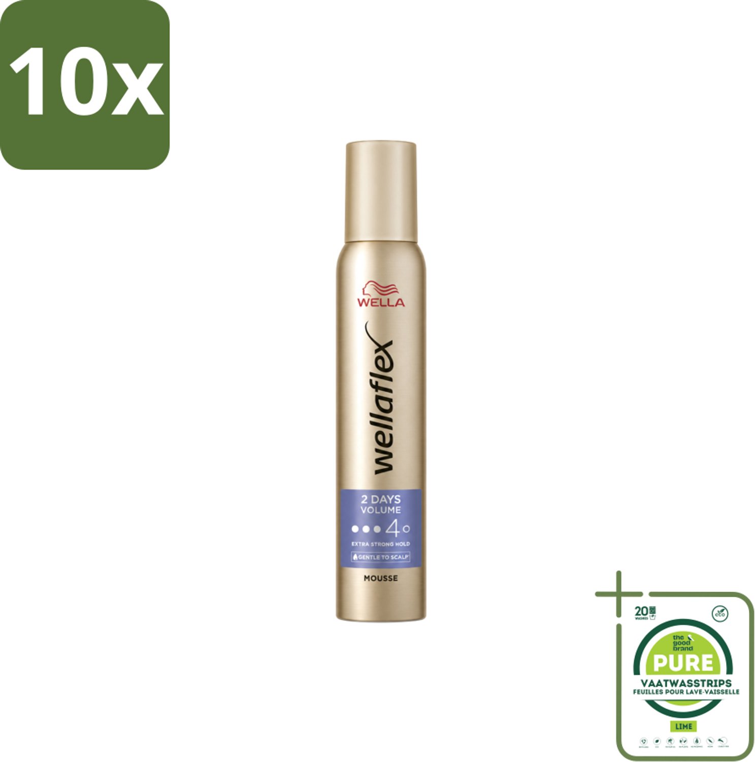 10 x Wella – Flex 2 Days Volume – Haarmousse – 200 ml - Grootverpakking - Vaatwasstrips - 2 Dagen Volume - Haarmousse - Volume Haar - Extra Hold - Flexibiliteit Haar