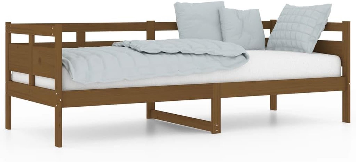 Honingbruin massief grenen 80 x 200 cm bedframe slaapbank logeerbed houten frame