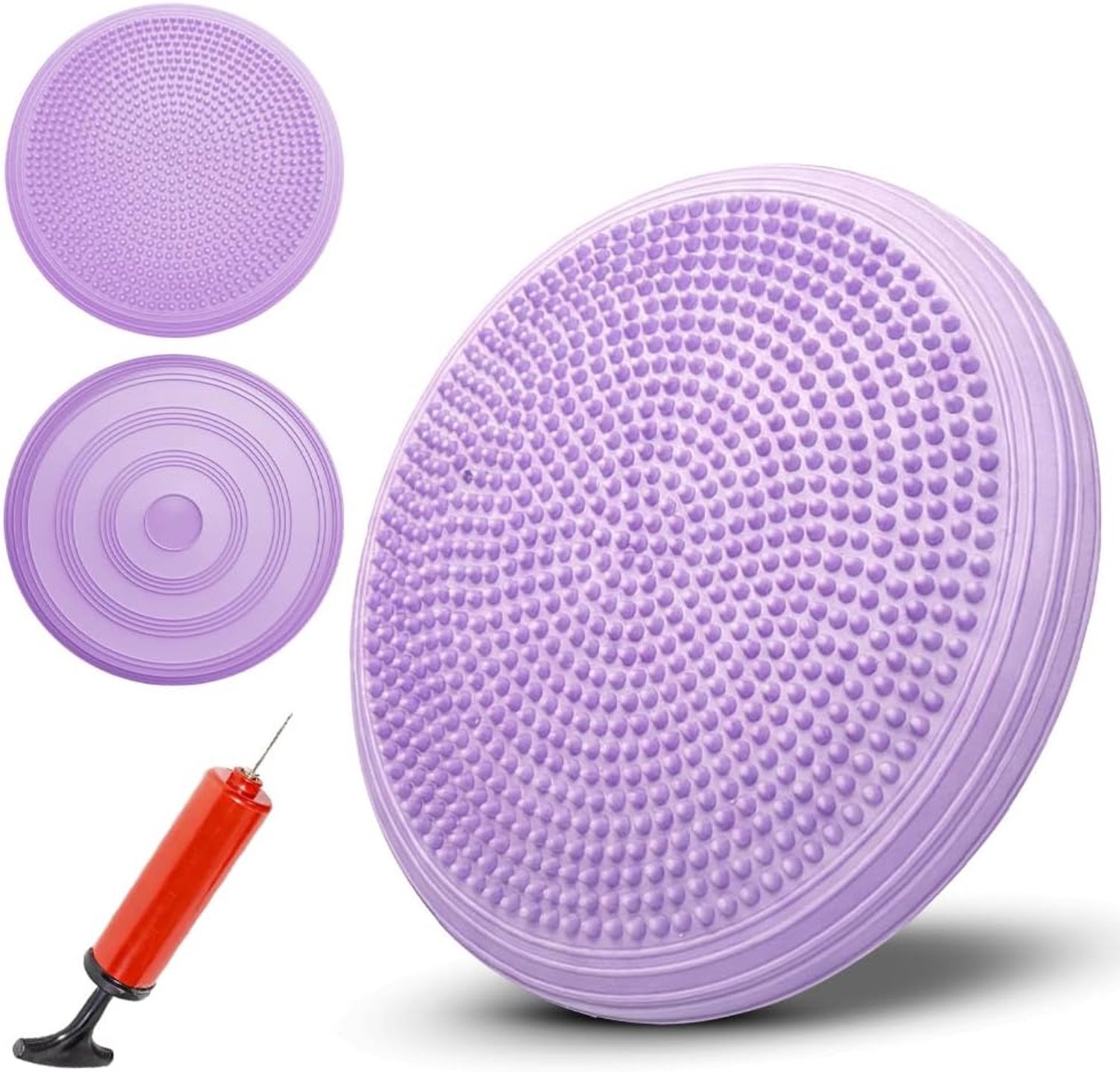 Zitkussen, opblaasbaar, balzitkussen, balanskussen, 34 cm, balanstraining, yogamat, massageboard voor core, coördinatie, fitness, rugtraining, lila