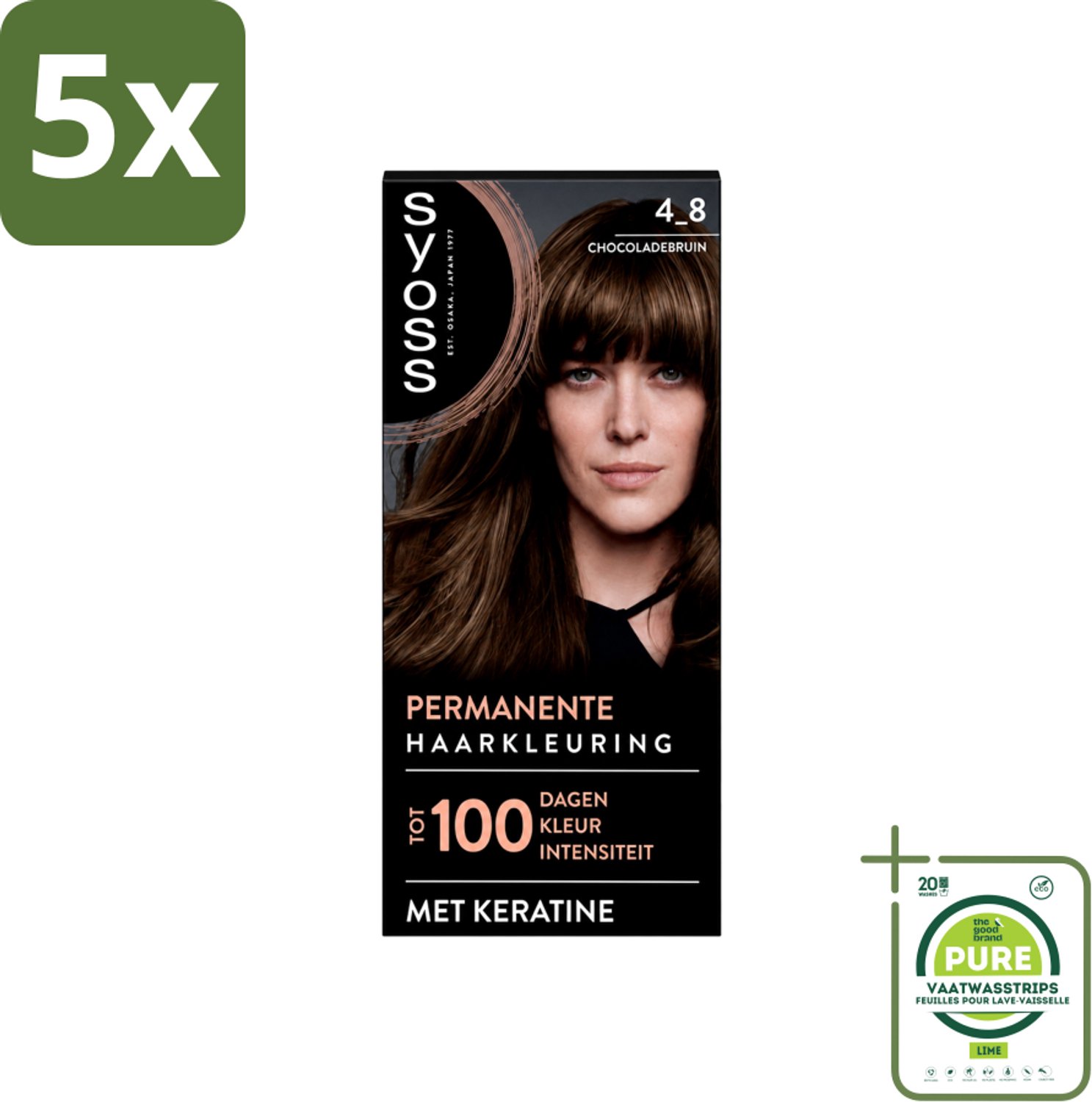 5 x SYOSS Permanent Coloration 4-8 - Haarverf - Chocolade Bruin - Grootverpakking - Vaatwasstrips - Haarkleur - Chocoladebruin - Permanent Haarkleuren - Keratine - Grijsdekking
